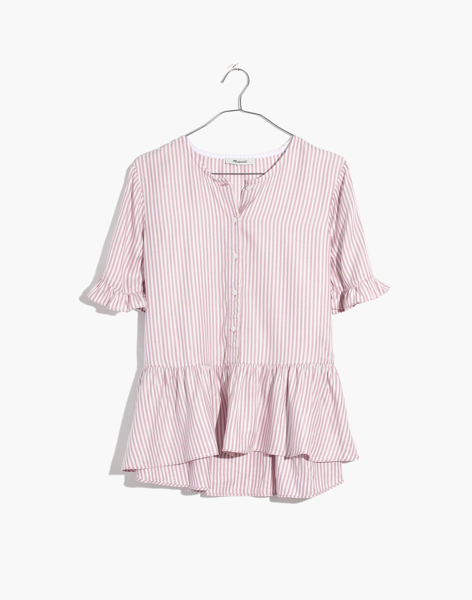 Studio Ruffle-Hem Top in Lavender Stripe | Madewell