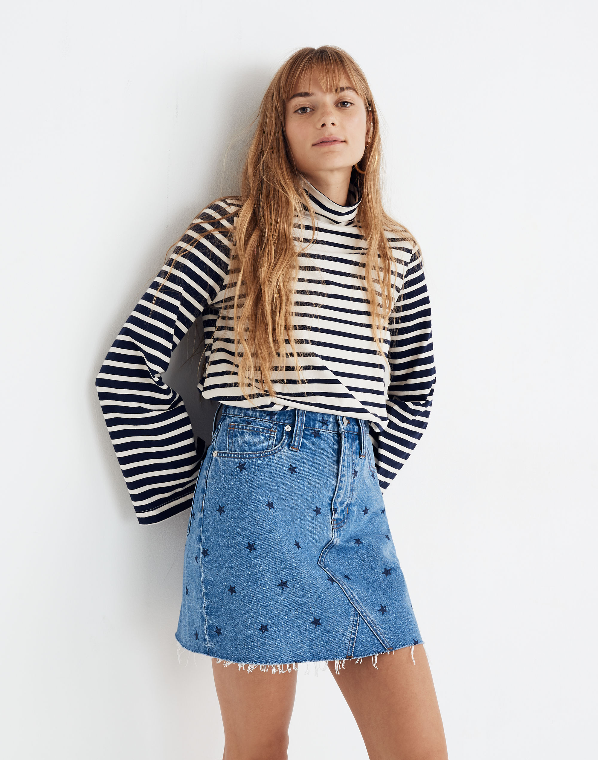 Rigid Denim A-Line Mini Skirt: Star Print Edition | Madewell