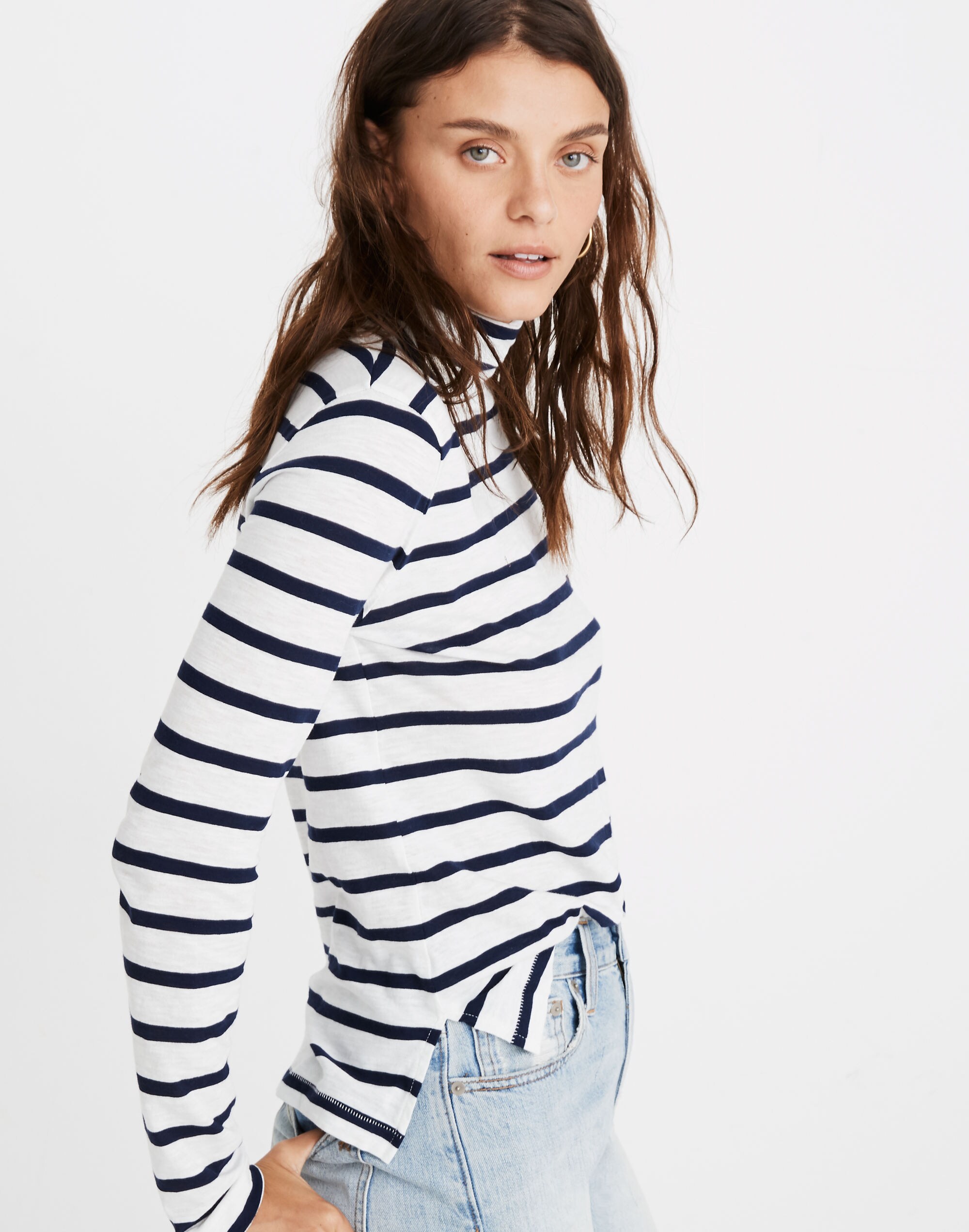 Whisper Cotton Turtleneck Kearney Stripe | Madewell