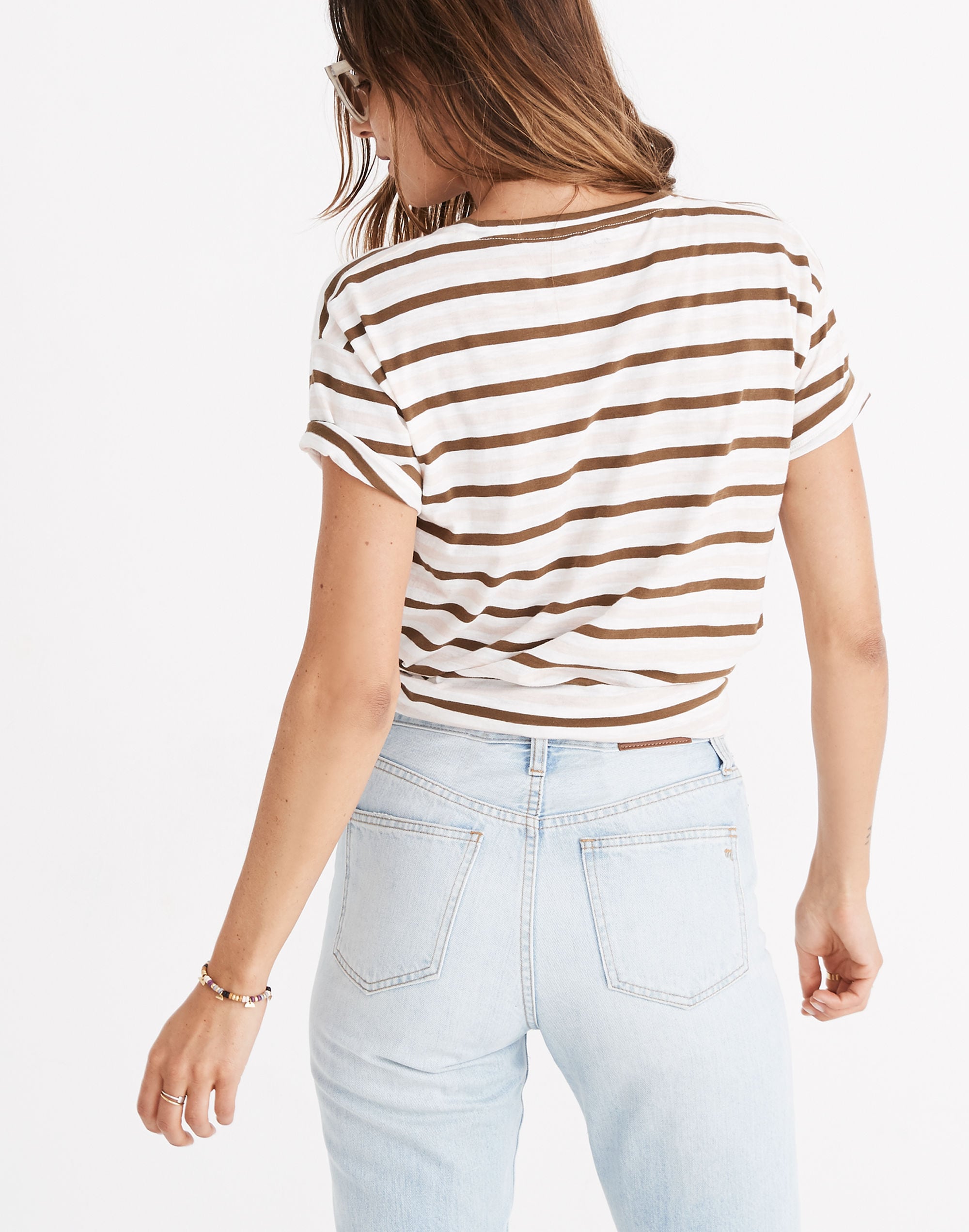 Whisper Cotton Knot-Front Tee in Myers Stripe | Madewell