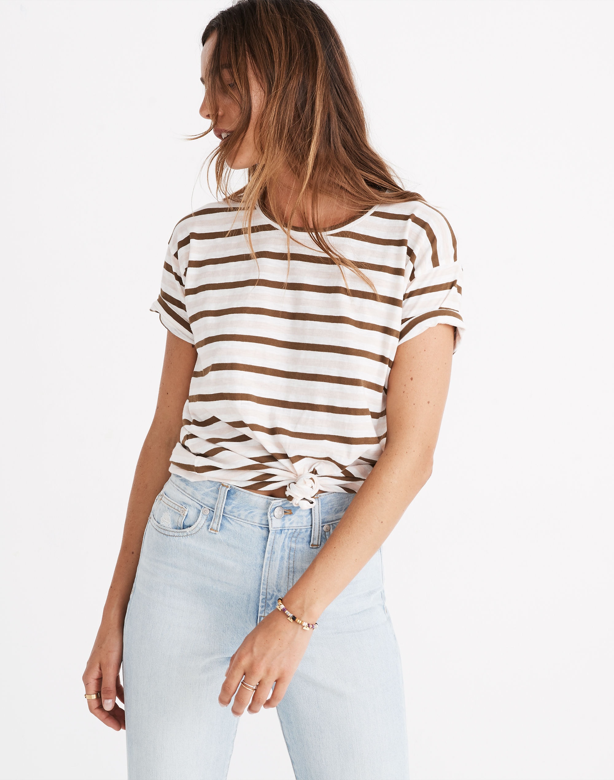 Whisper Cotton Knot-Front Tee Myers Stripe | Madewell