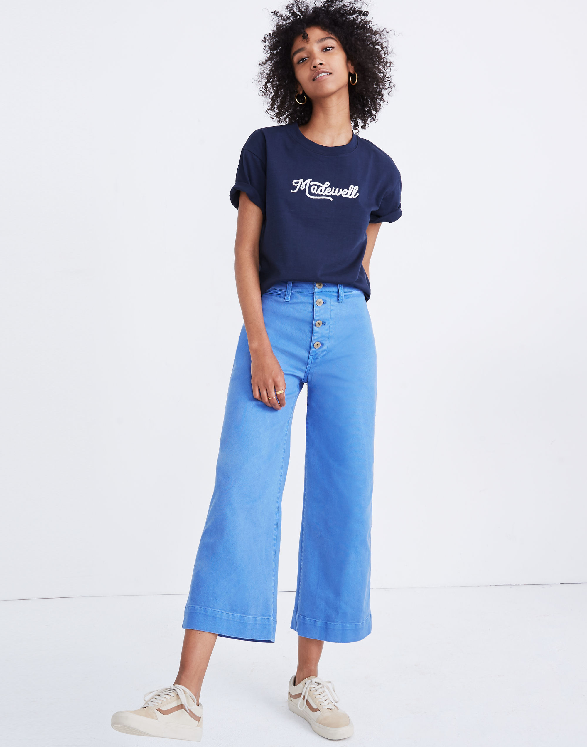 Emmett Wide-Leg Crop Pants: Button-Front Edition | Madewell