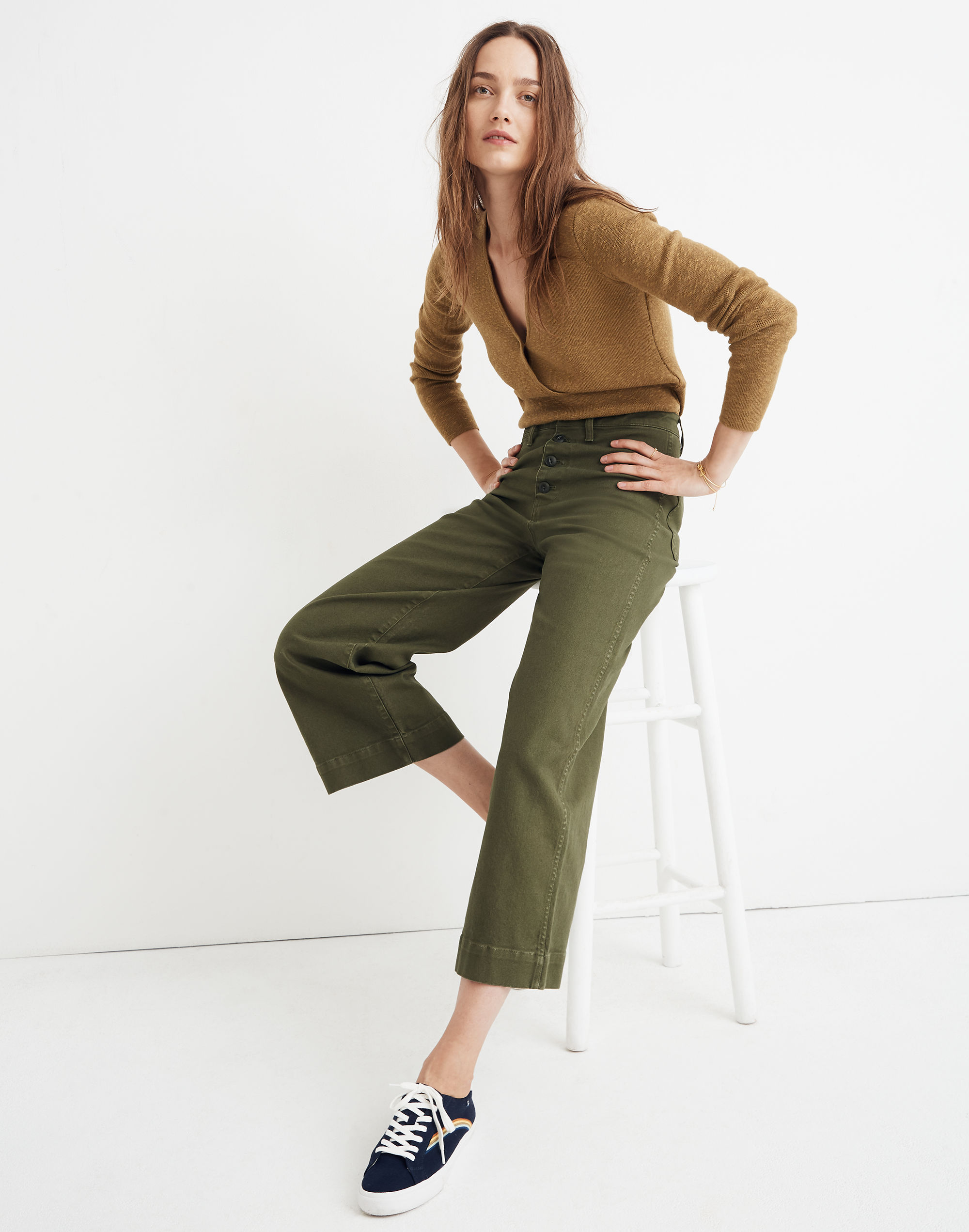 Emmett Wide-Leg Crop Pants: Button-Front Edition | Madewell