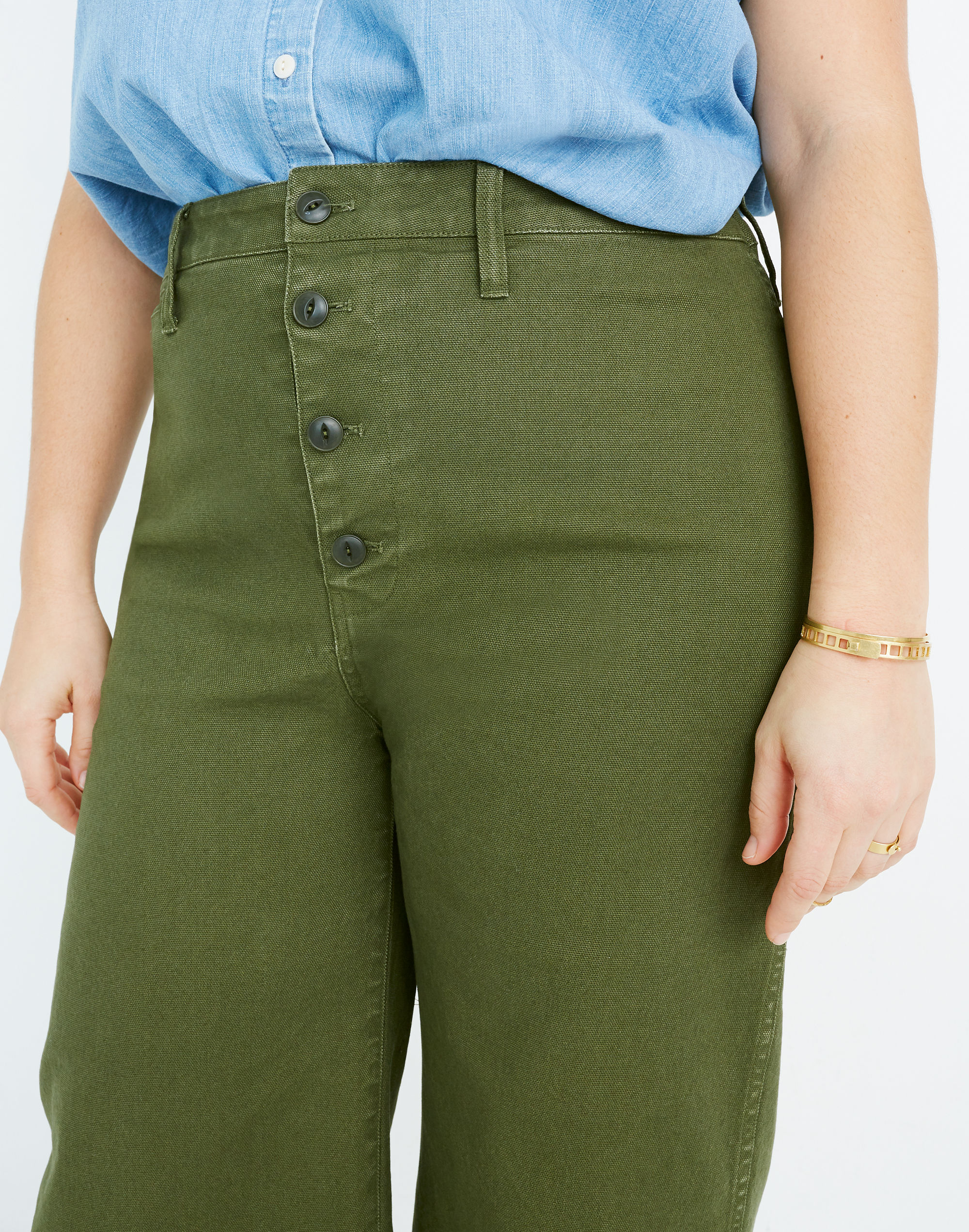 Emmett Wide-Leg Crop Pants: Button-Front Edition | Madewell