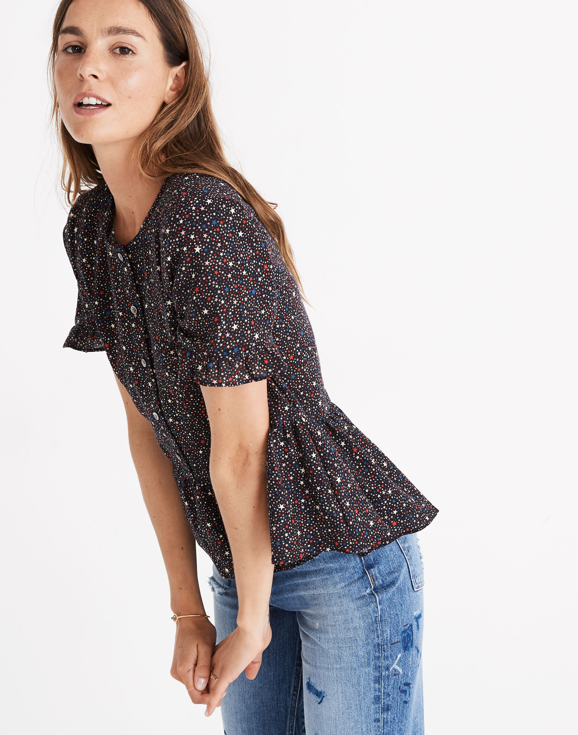 Studio Ruffle-Hem Top Starry Night | Madewell