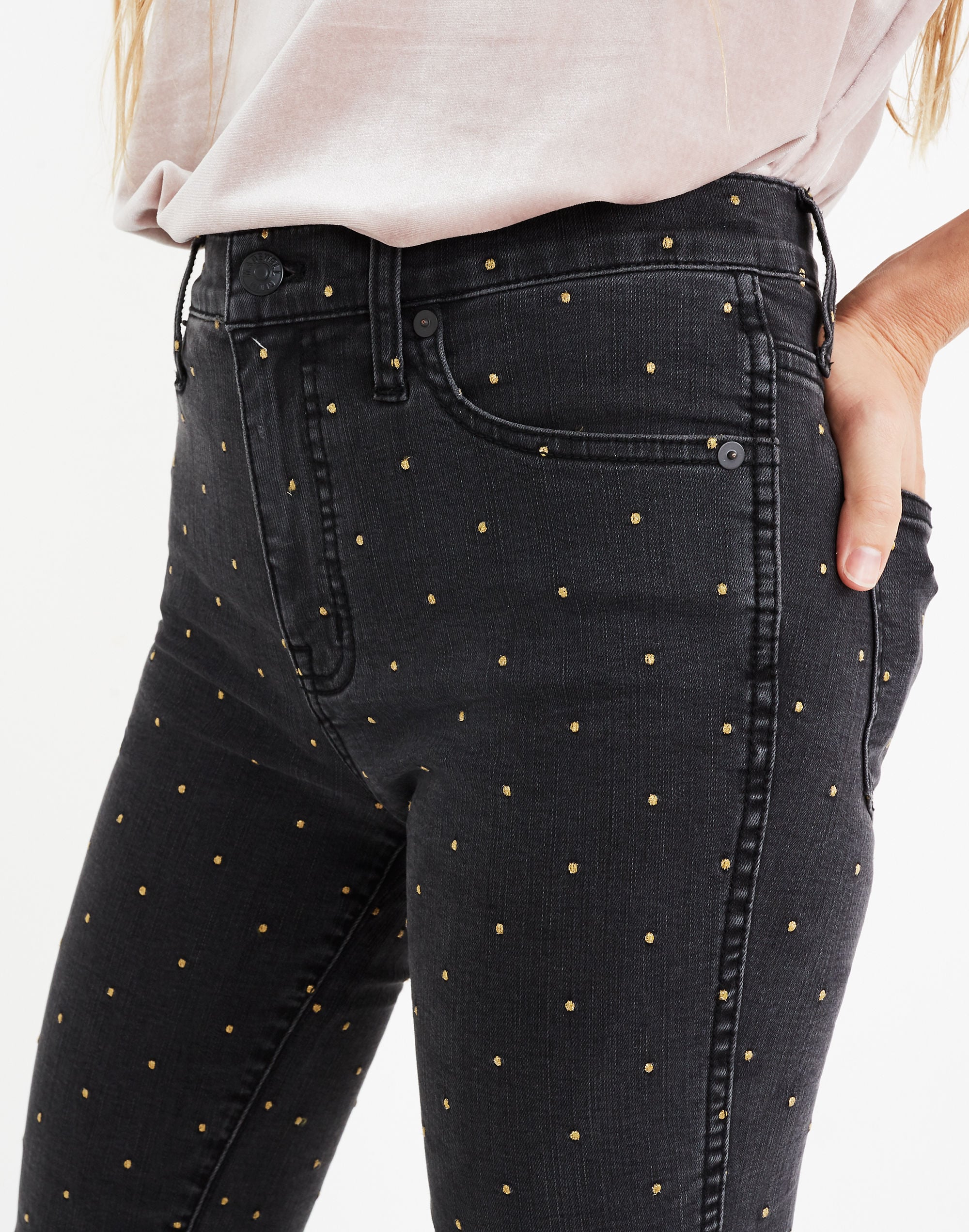 10" High-Rise Skinny Jeans: Metallic Dot Edition | Madewell