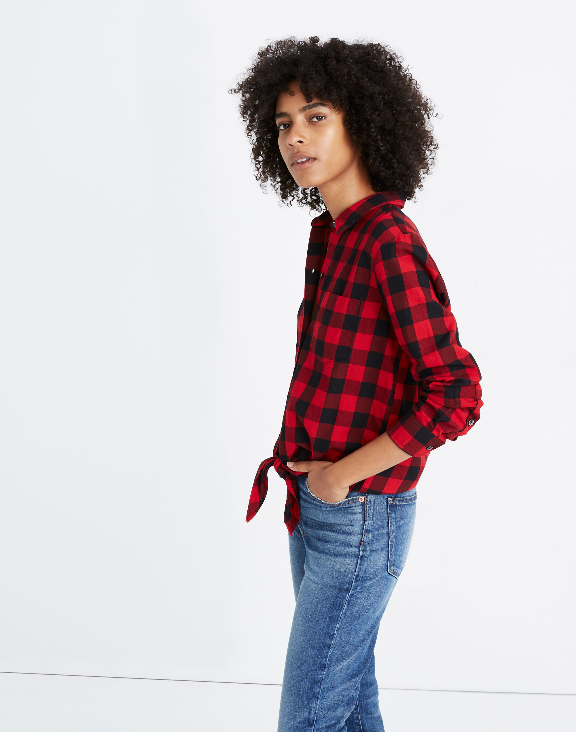 Flannel Tie-Front Shirt in Buffalo Check | Madewell