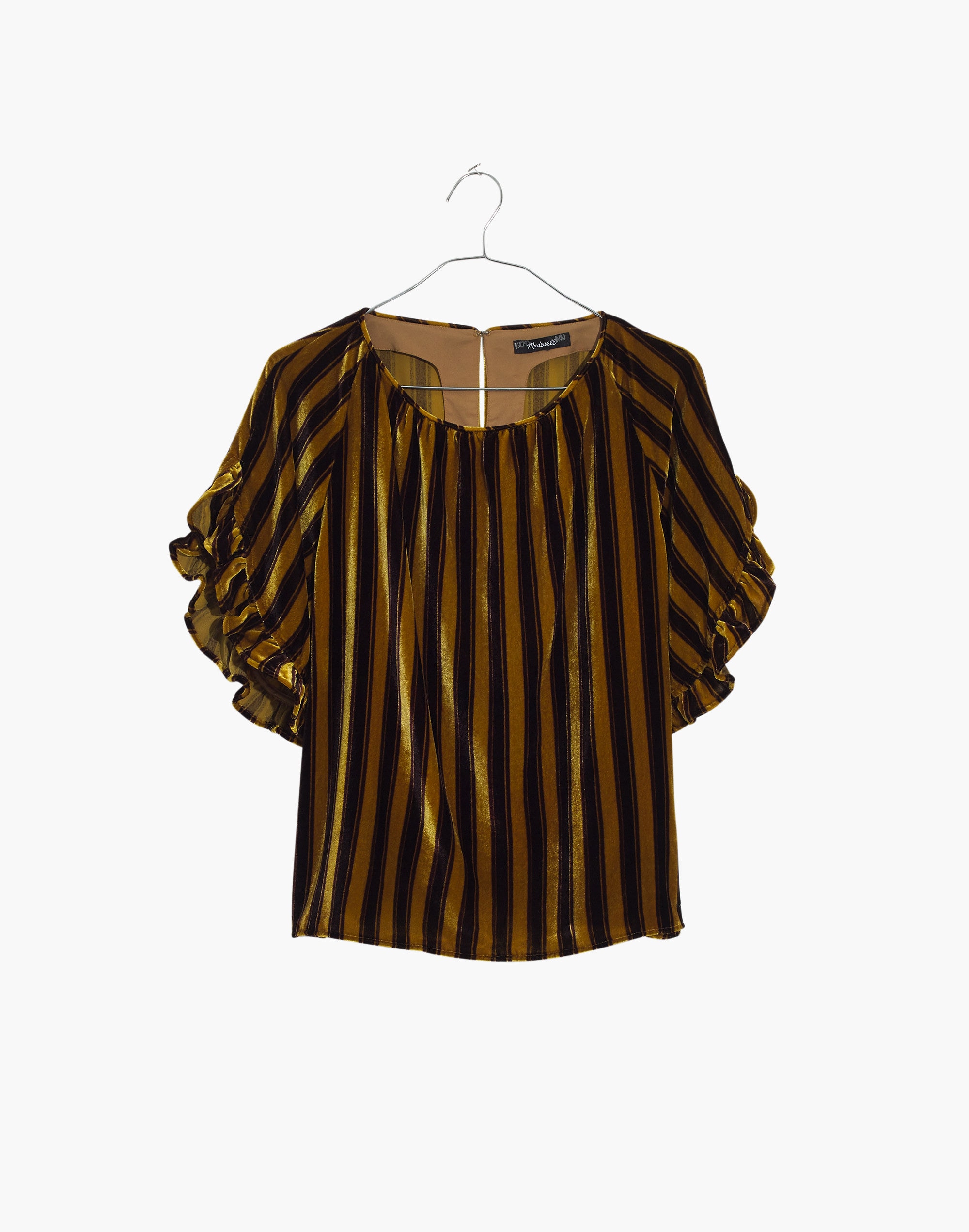 Velvet Memento Ruffle-Sleeve Top in Stripe | Madewell