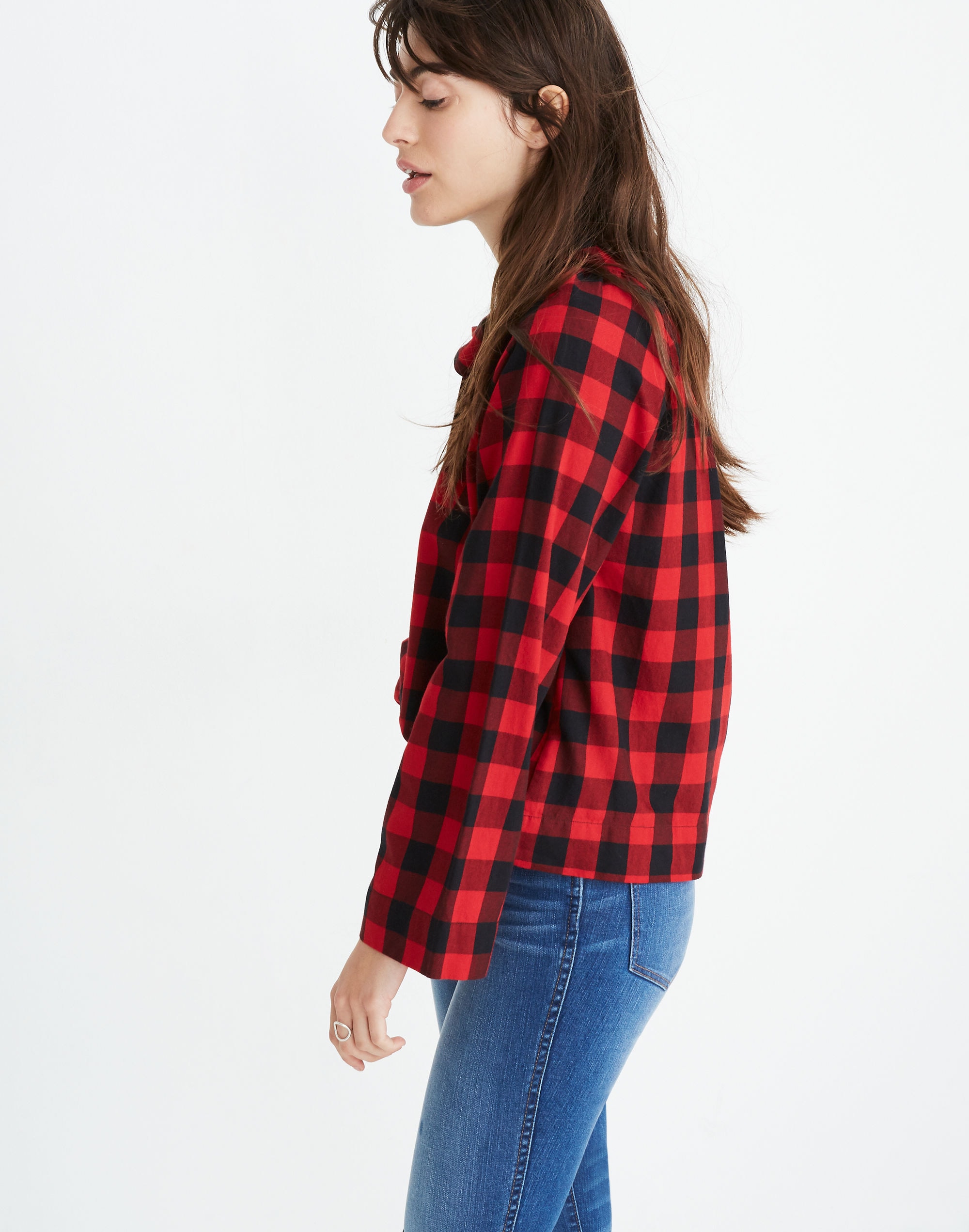 Tie-Neck Popover Shirt Buffalo Check | Madewell