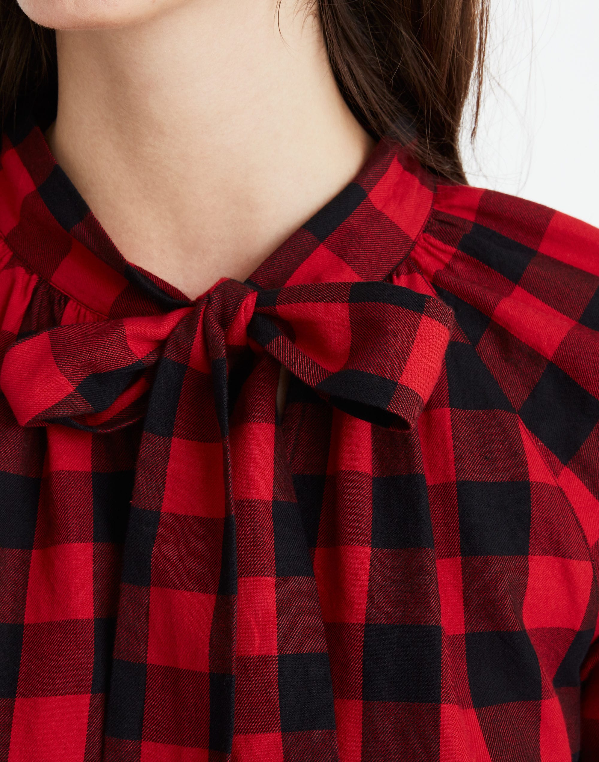 Tie-Neck Popover Shirt Buffalo Check | Madewell