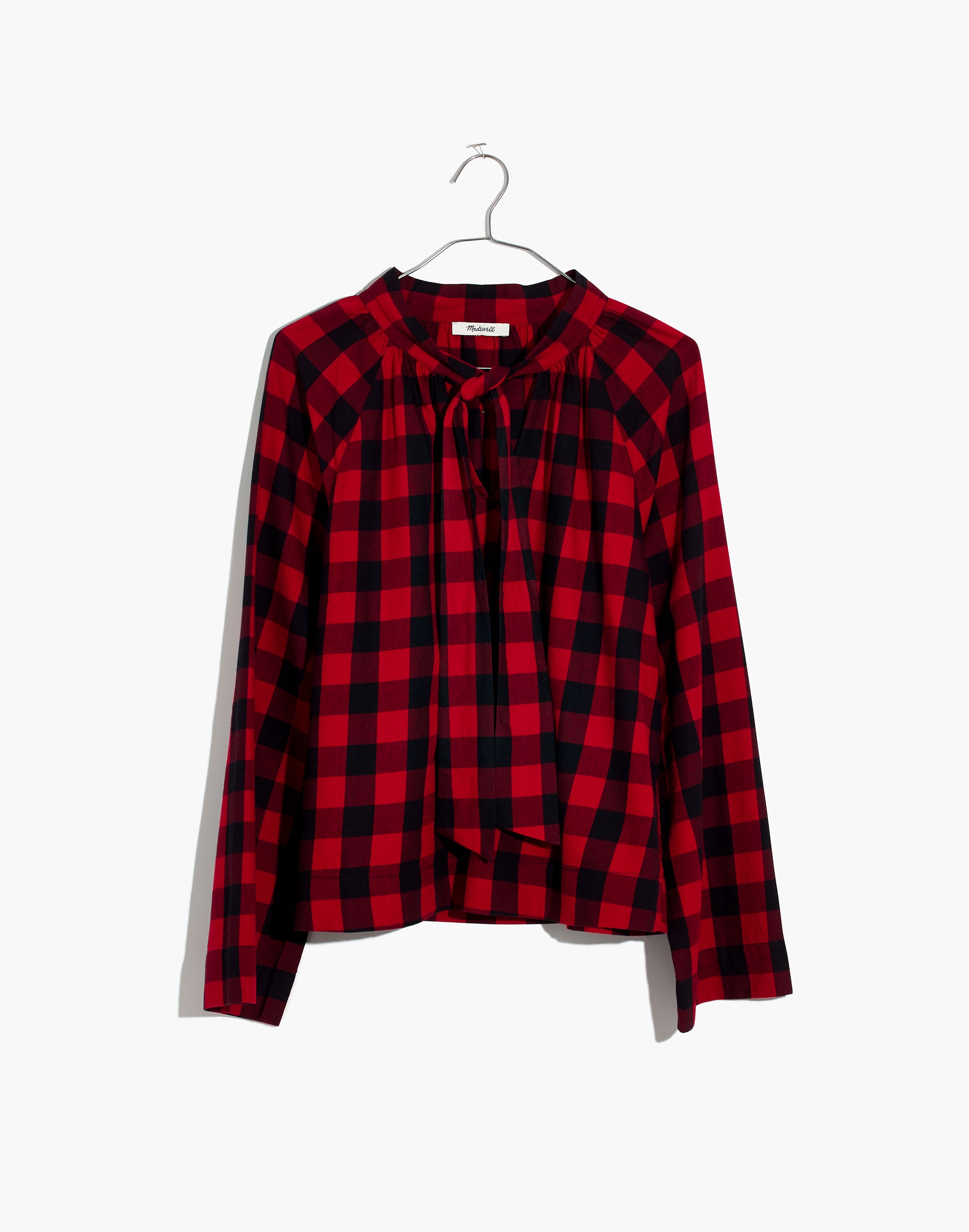 Tie-Neck Popover Shirt Buffalo Check | Madewell