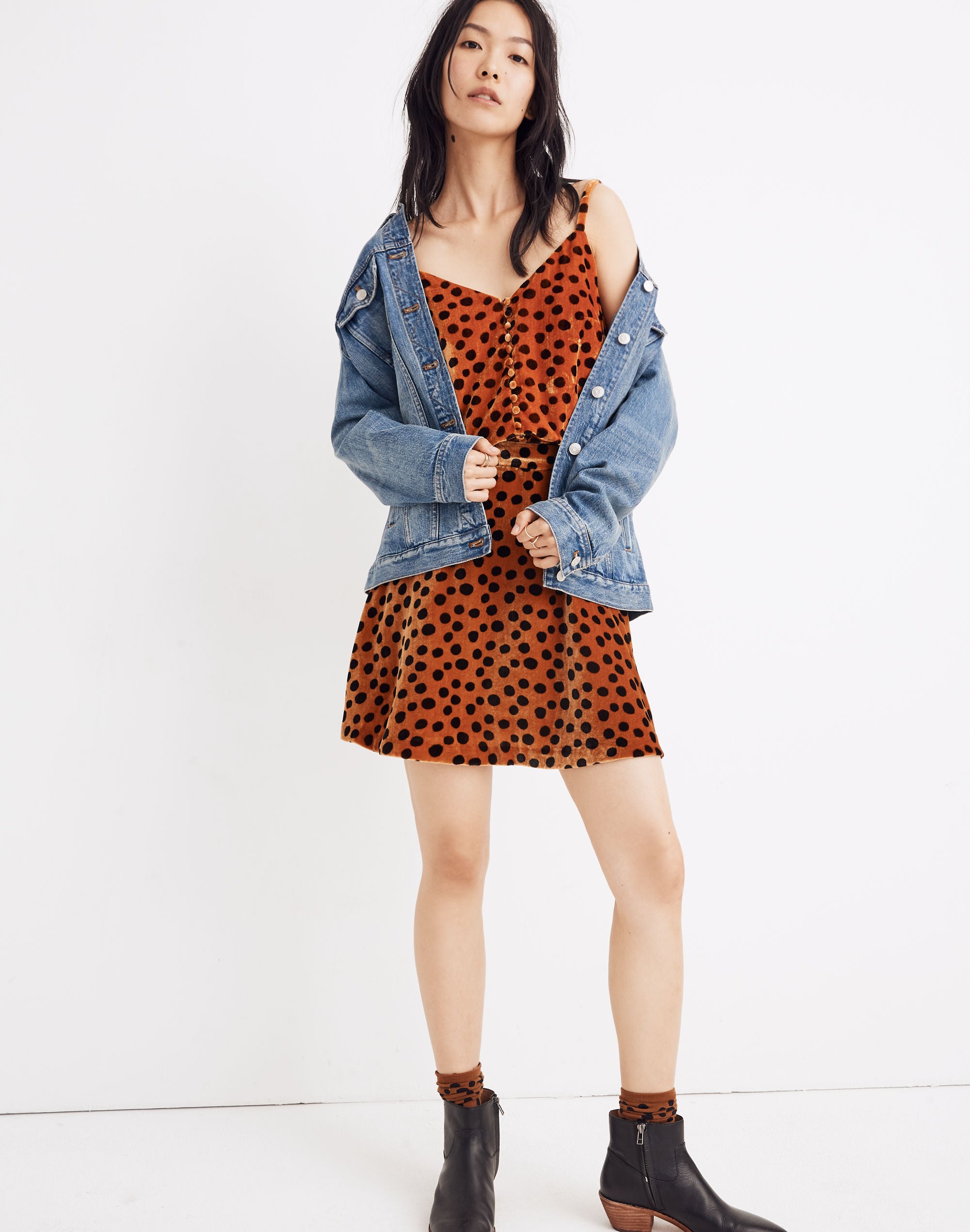 Velvet Circle Mini Skirt in Leopard Dot | Madewell