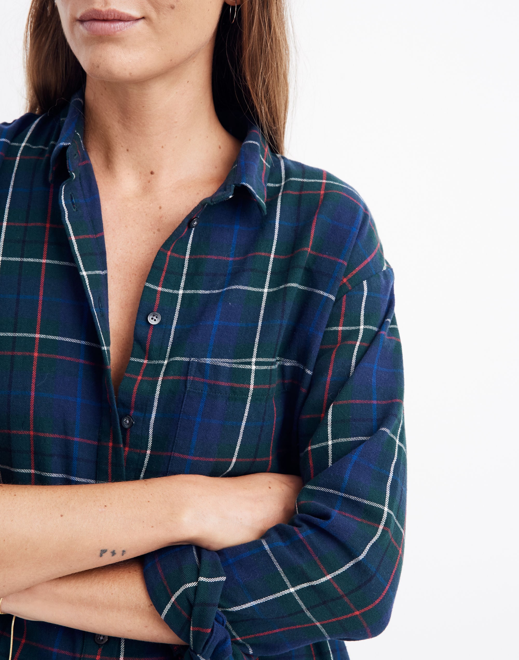 Flannel Oversized Ex-Boyfriend Shirt in Dark Plaid | Madewell