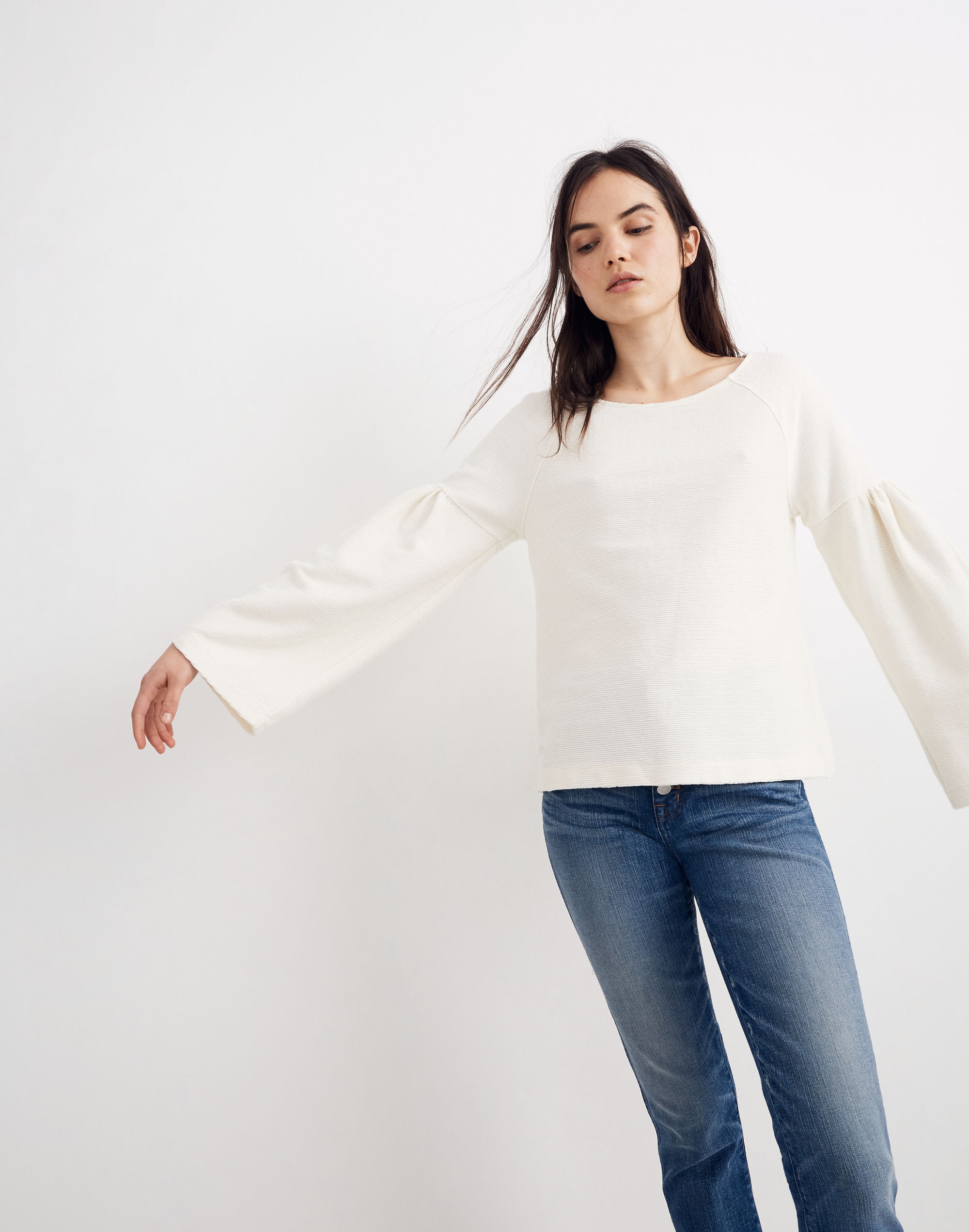 Texture & Thread Shirred-Sleeve Top | Madewell