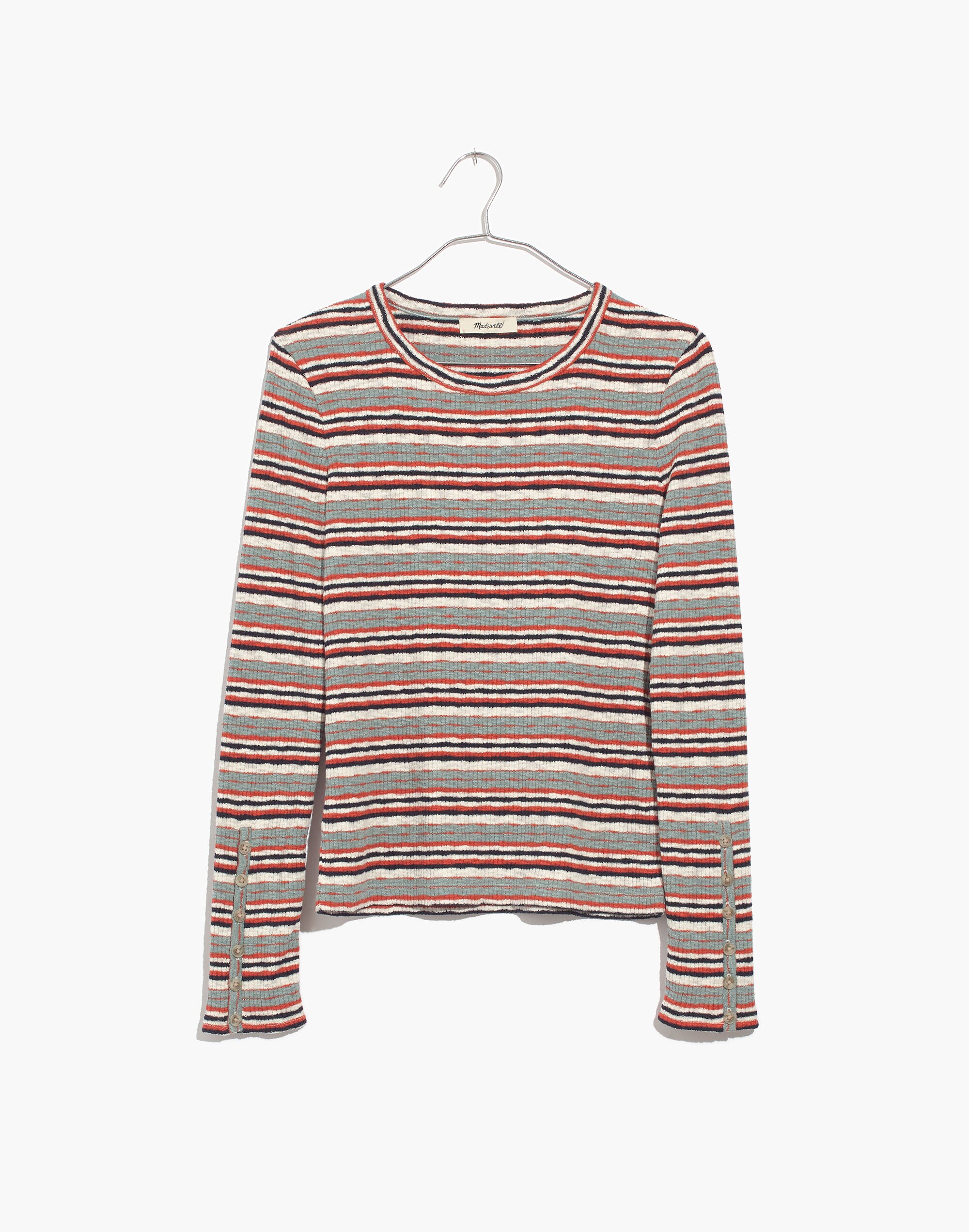 Button-Sleeve Tee in Elsie Stripe