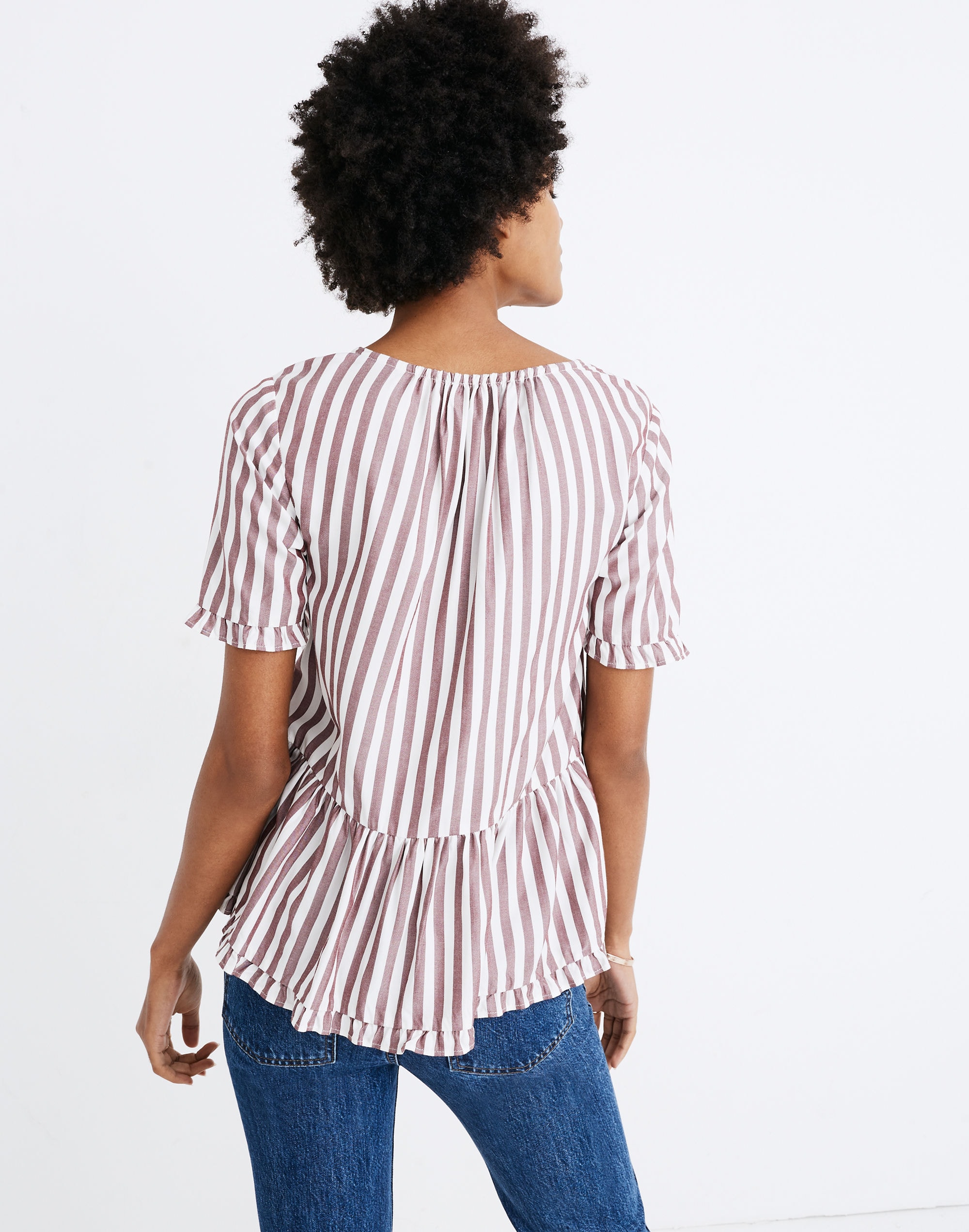 Stanza Ruffle-Hem Top Stripe | Madewell