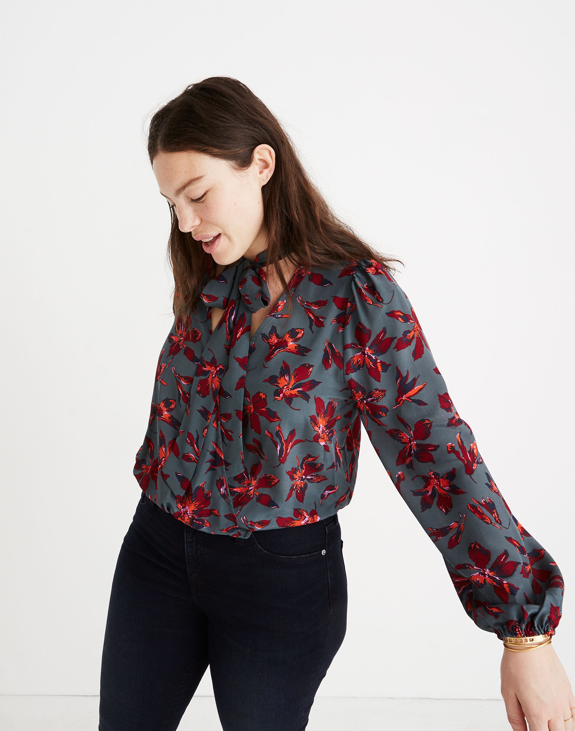 Silk Tie-Neck Wrap Top Winter Orchid | Madewell