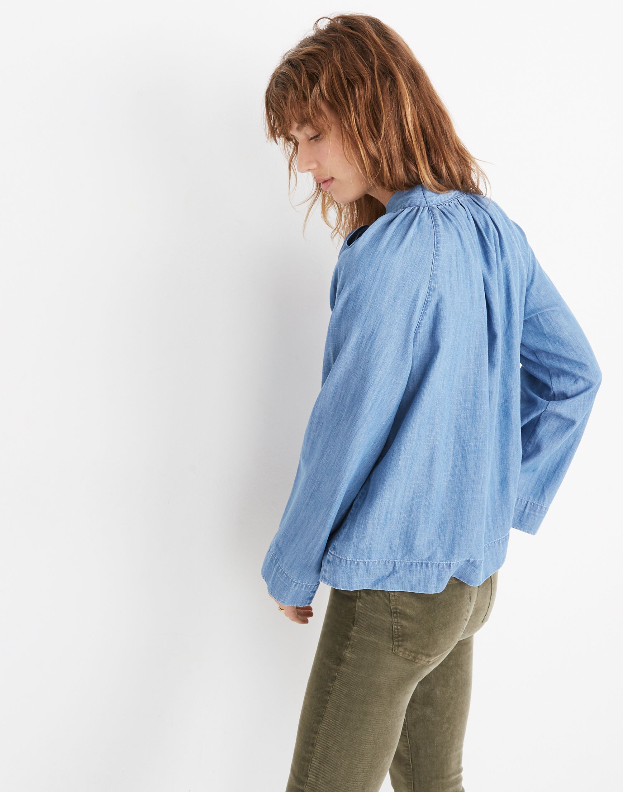 Denim Tie-Neck Popover Shirt | Madewell