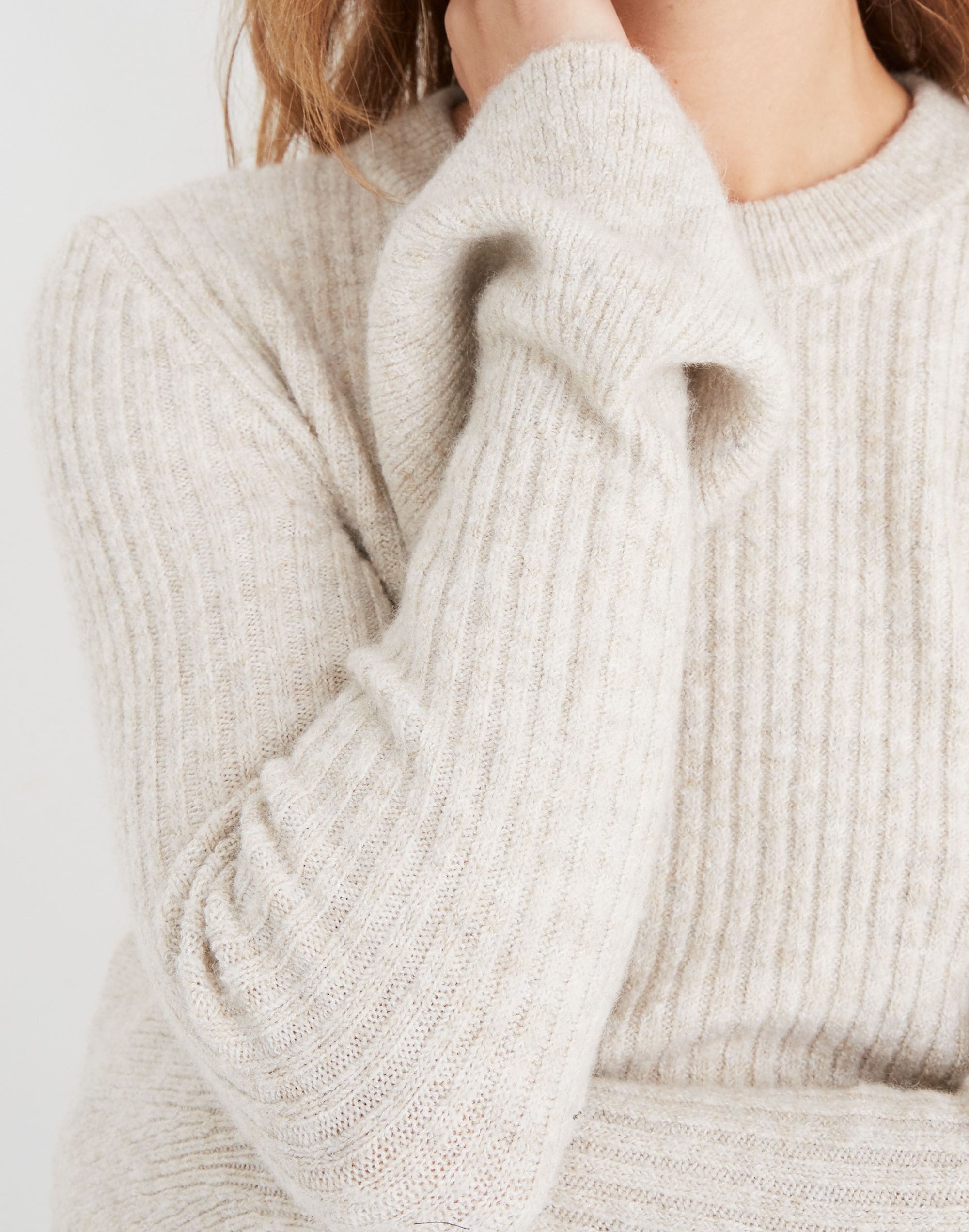 Ruffle-Cuff Pullover Sweater