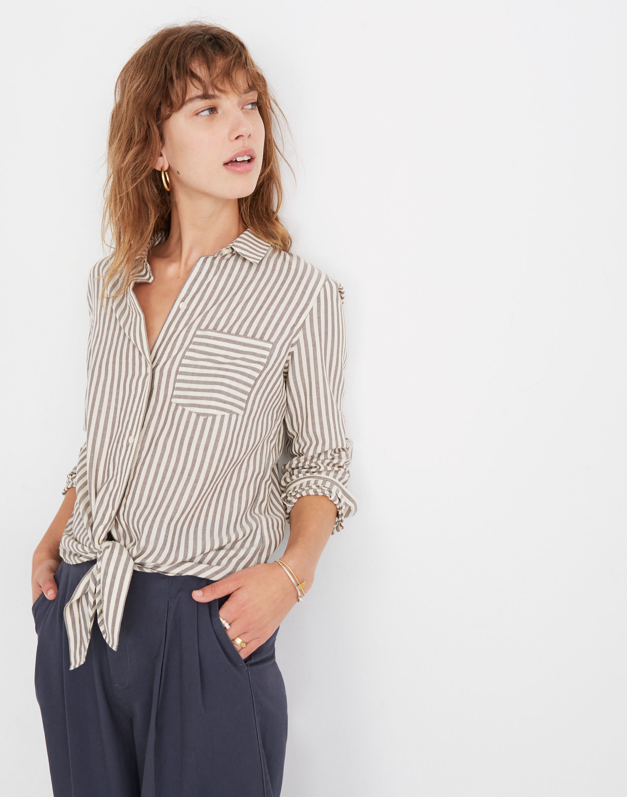 Tie-Front Shirt in Maitland Stripe | Madewell