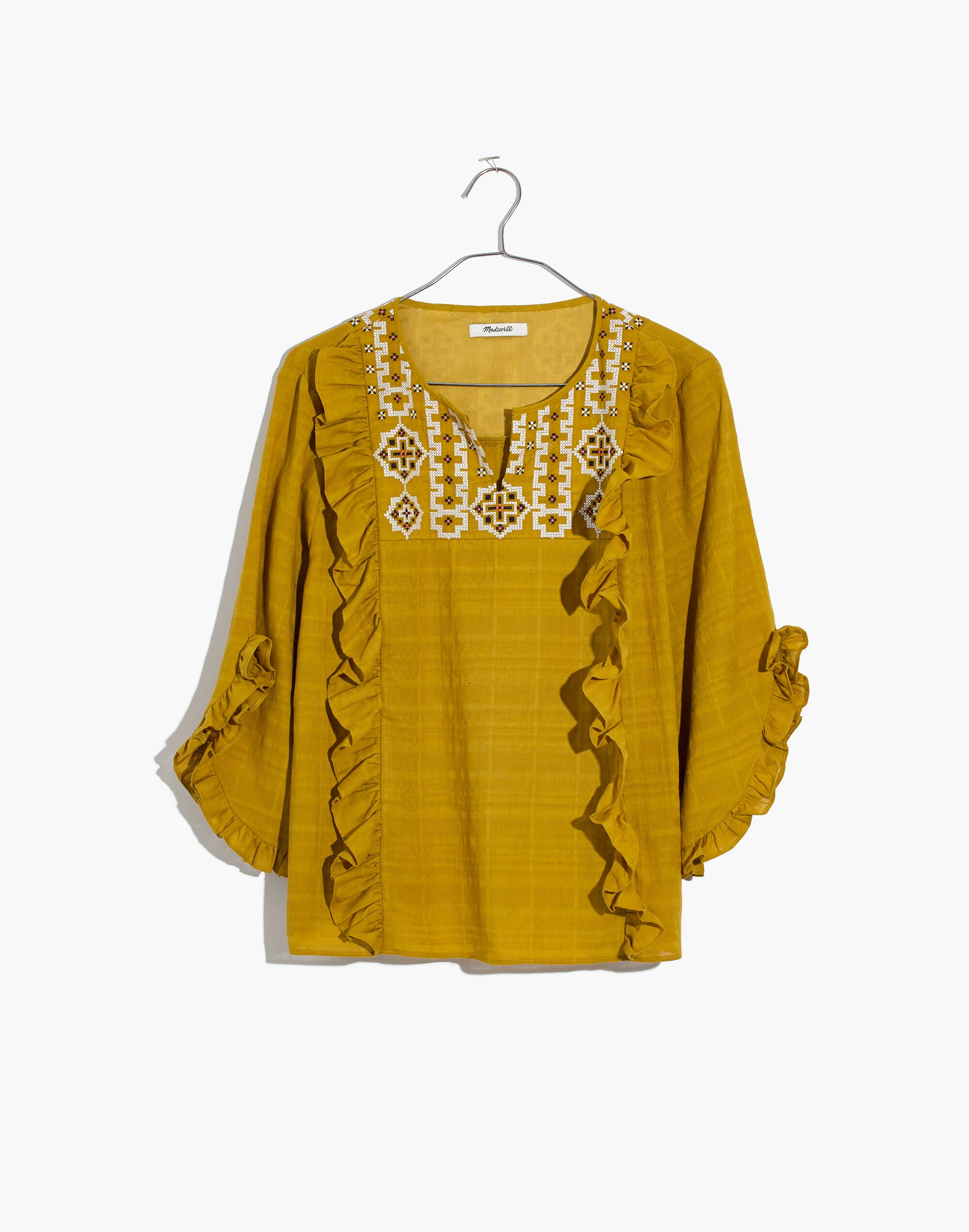 Embroidered Cassia Ruffle Top