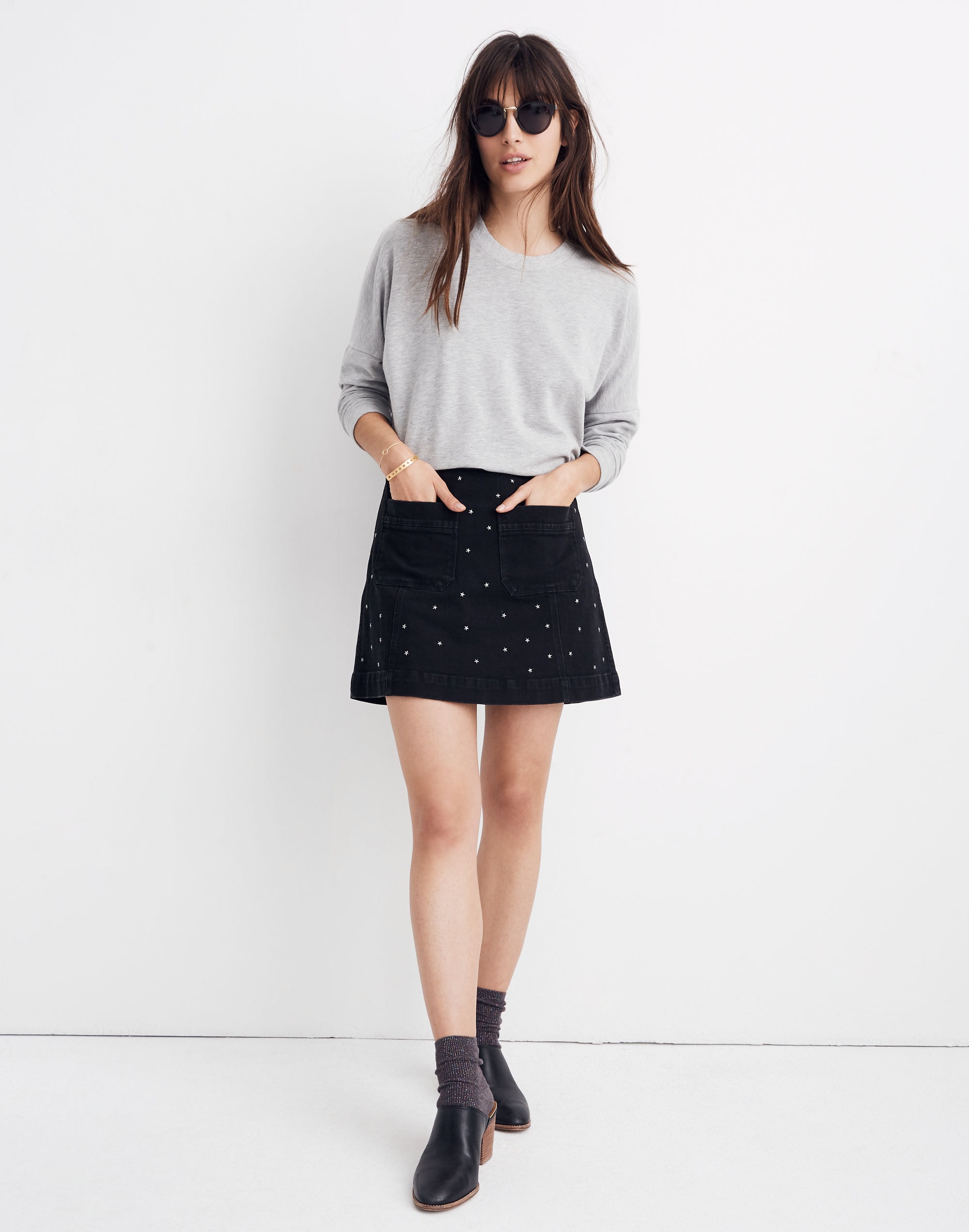 Stretch Denim A-Line Mini Skirt: Star Stud Edition | Madewell