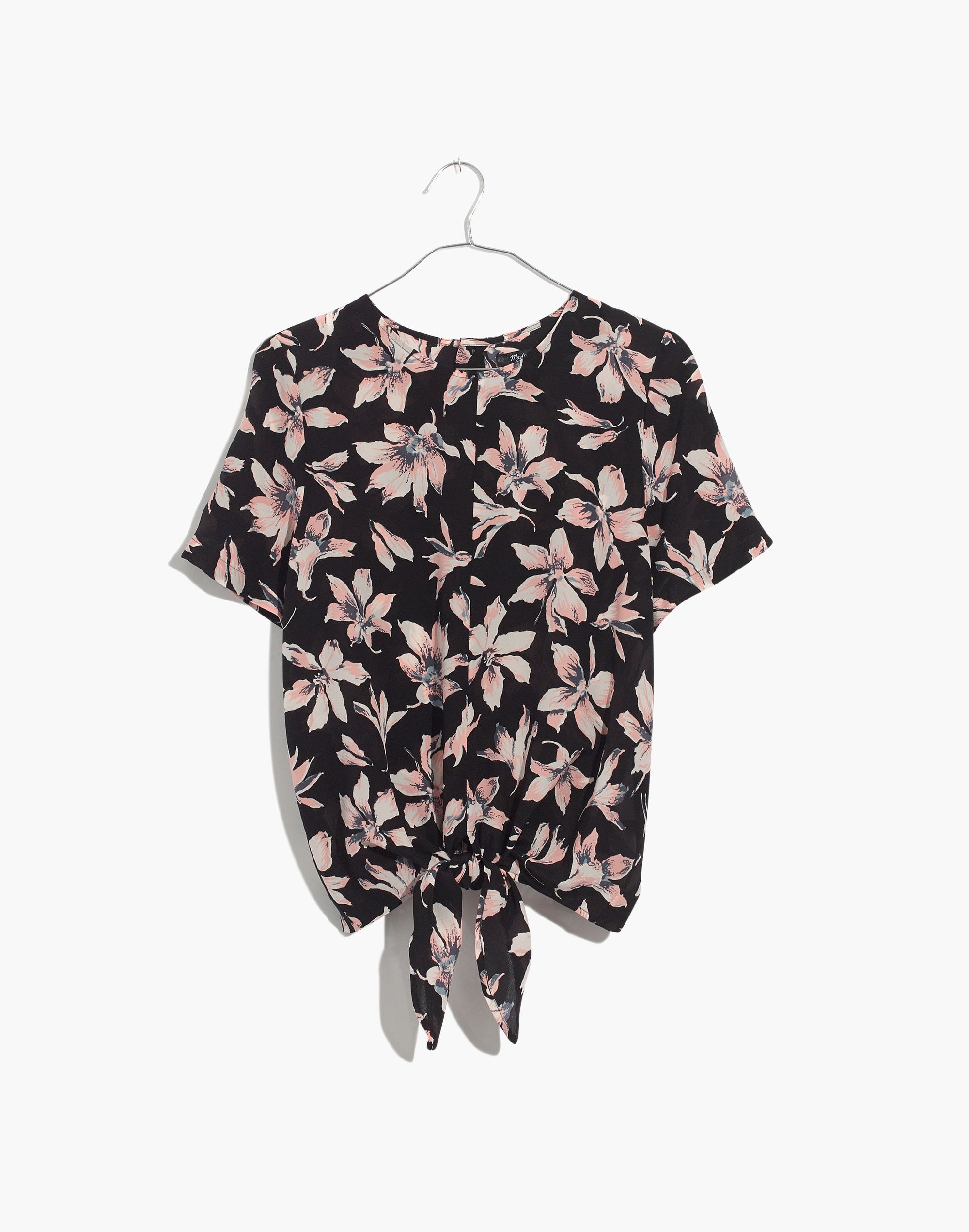 Silk Button-Back Tie Tee Winter Orchid | Madewell