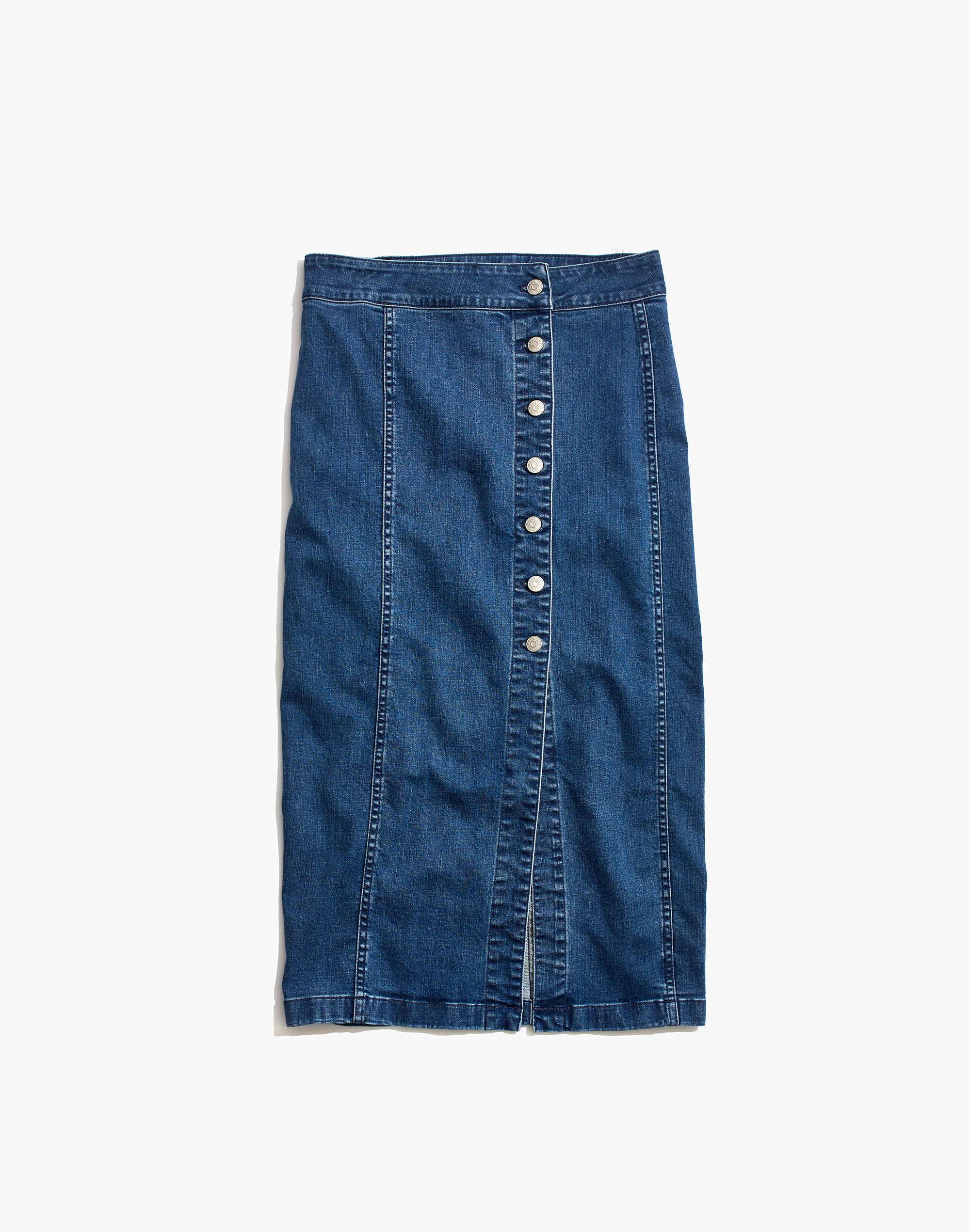 Stretch Denim Side-Button Midi Skirt | Madewell