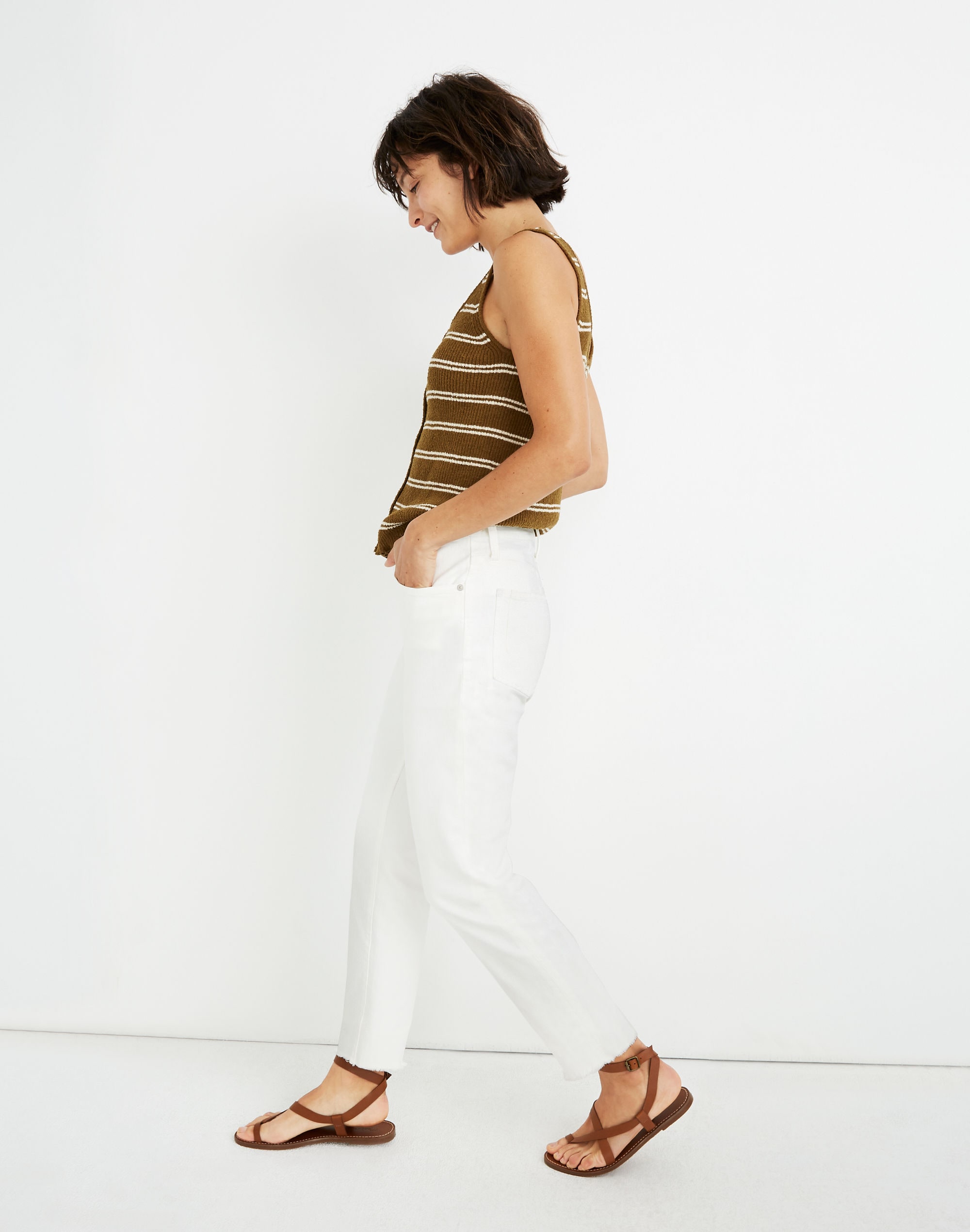 The High-Rise Slim Boyjean Tile White | Madewell