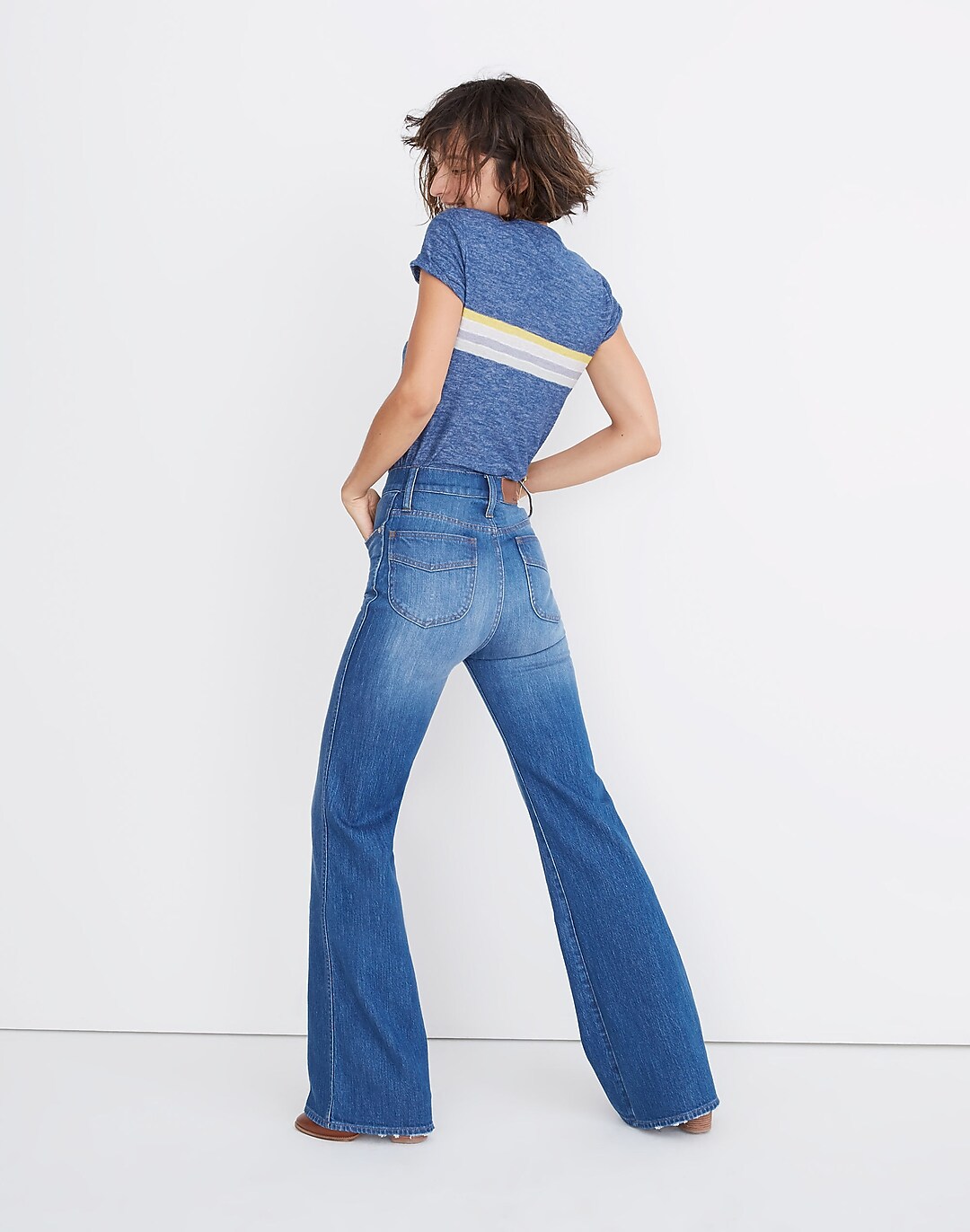 Tall Button Front High Waisted Flared Jeans