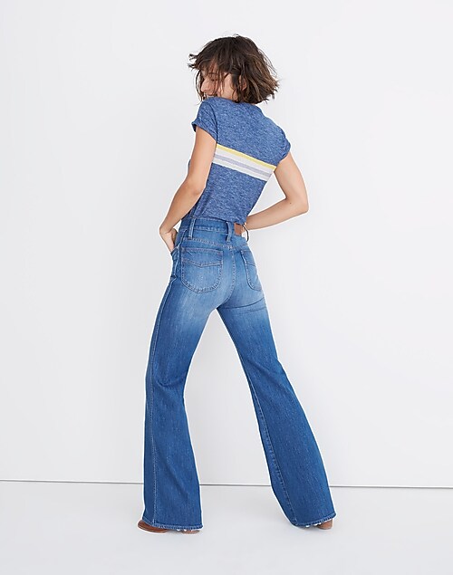 Only Royal Tall High Rise Flared Jeans in Mid Wash Blue