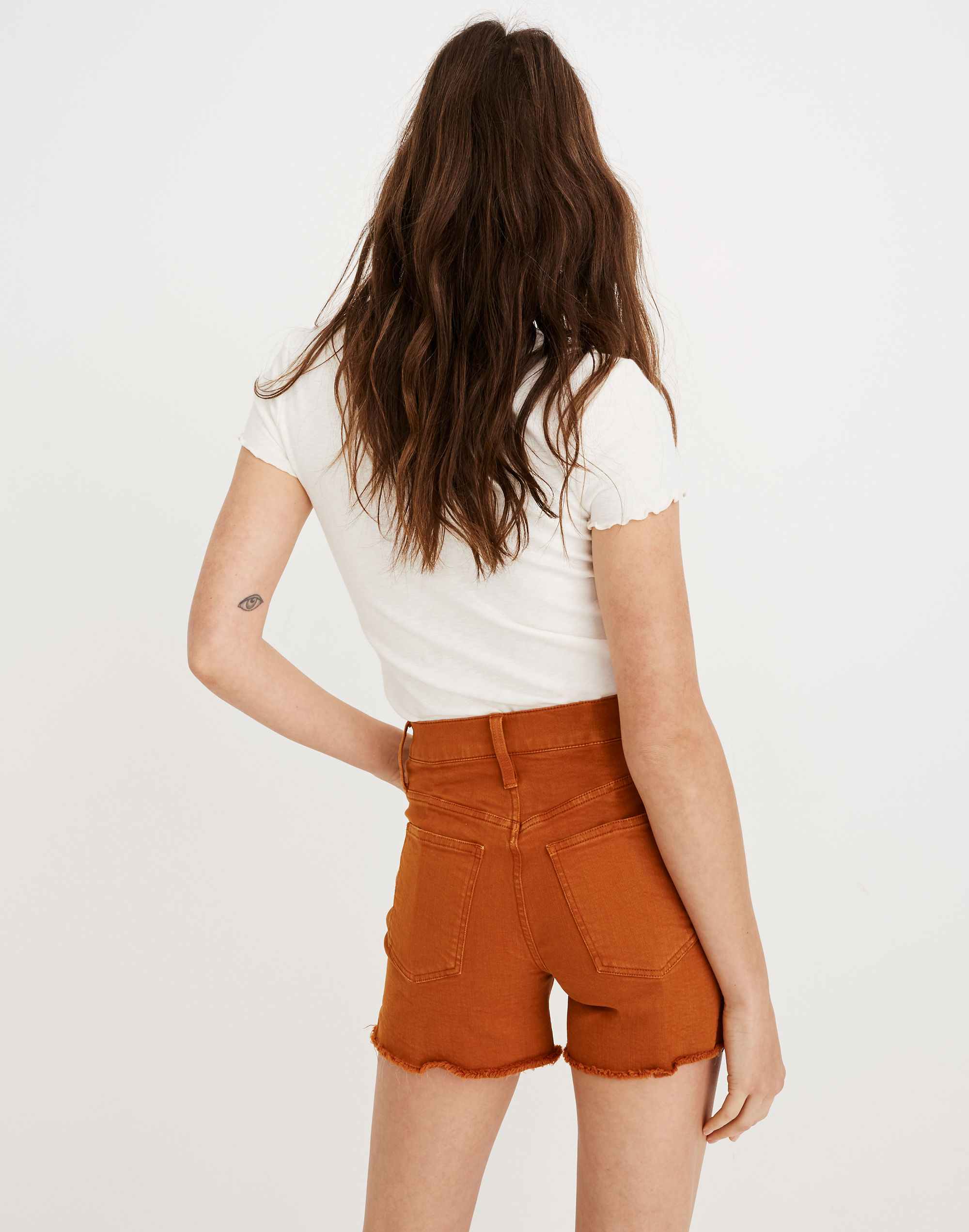 High-Rise Denim Shorts: Garment-Dyed Button-Front Edition | Madewell