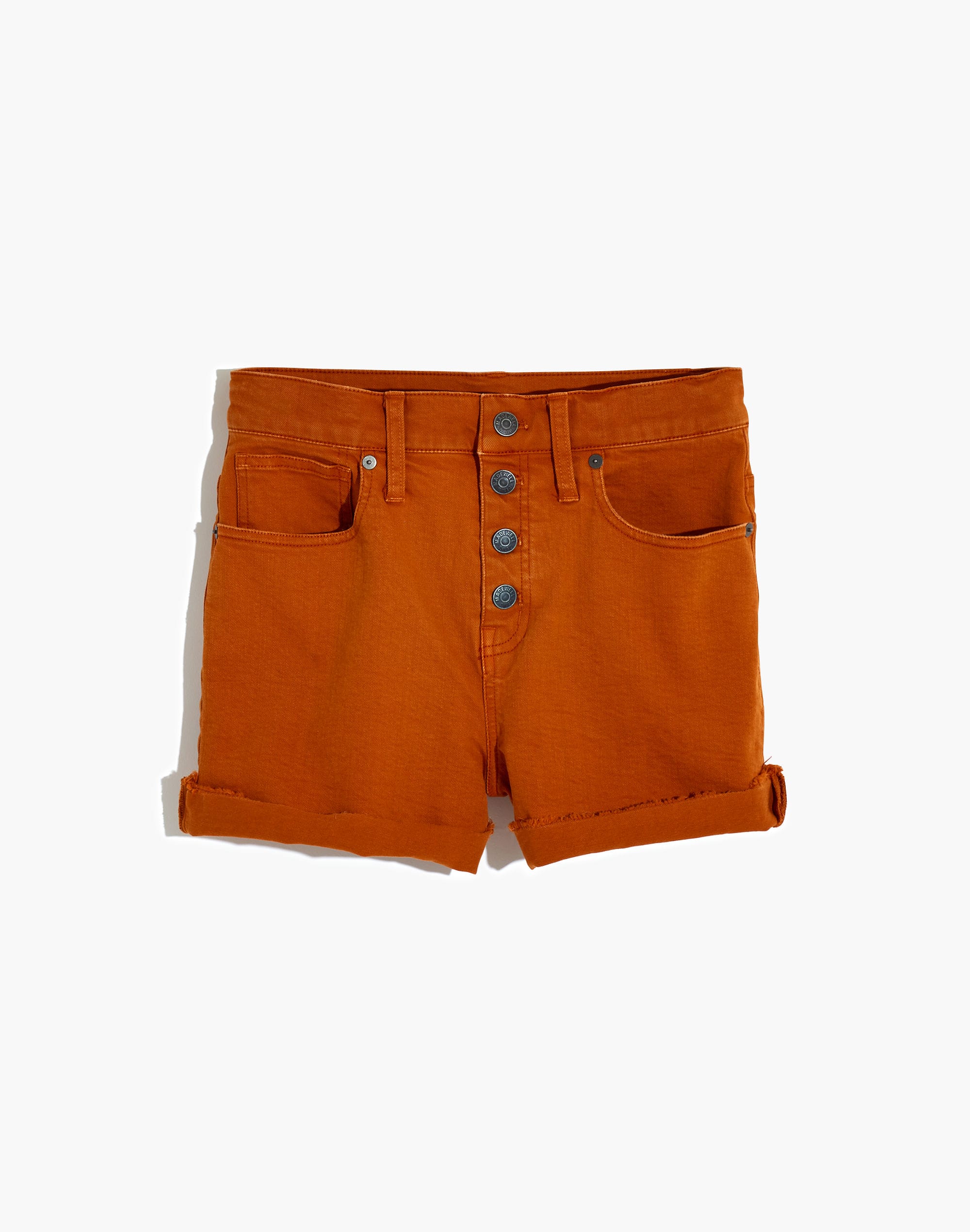 High-Rise Denim Shorts: Garment-Dyed Button-Front Edition | Madewell