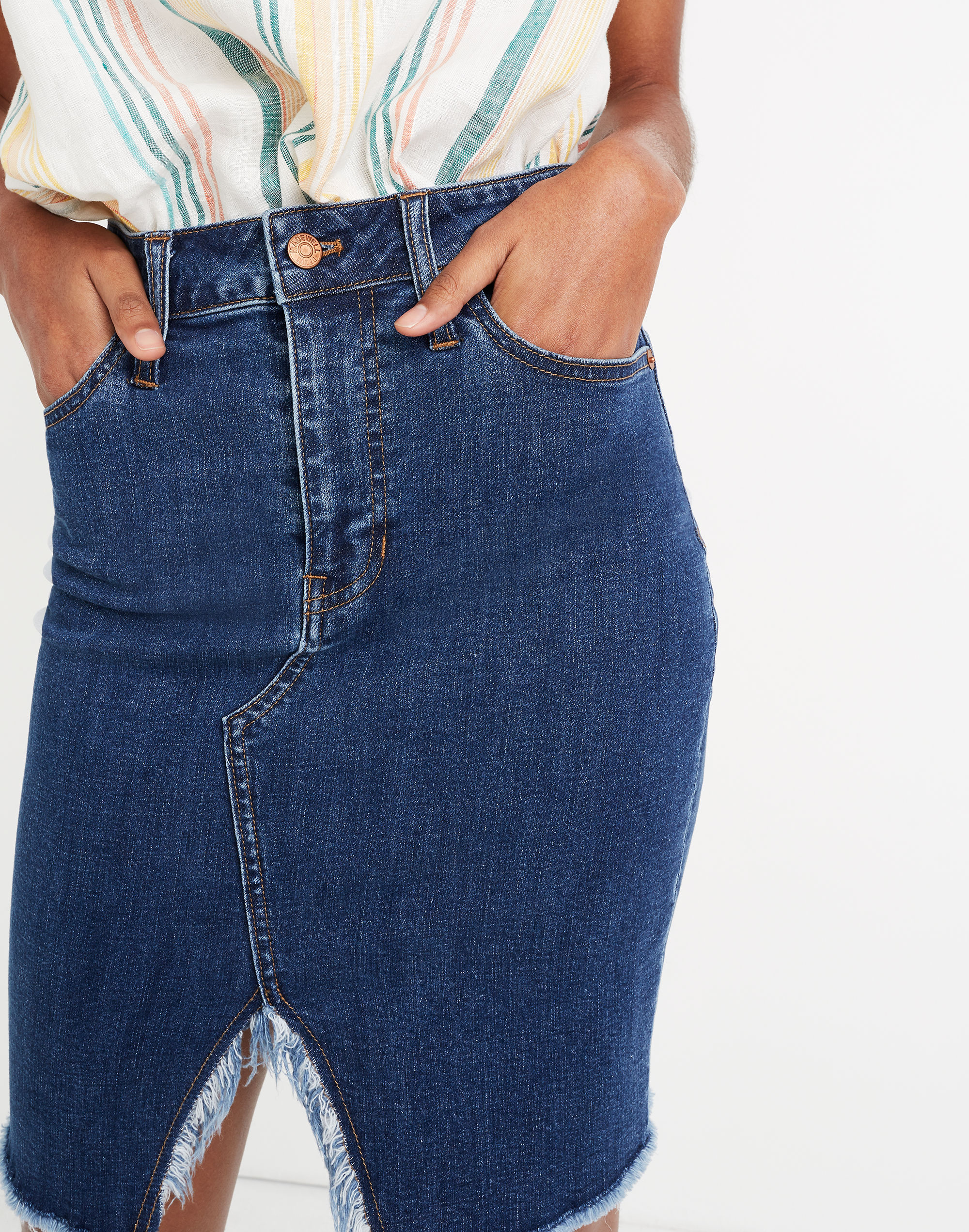 Stretch Denim Pegged Skirt Bellhaven Wash: Cutout Edition | Madewell