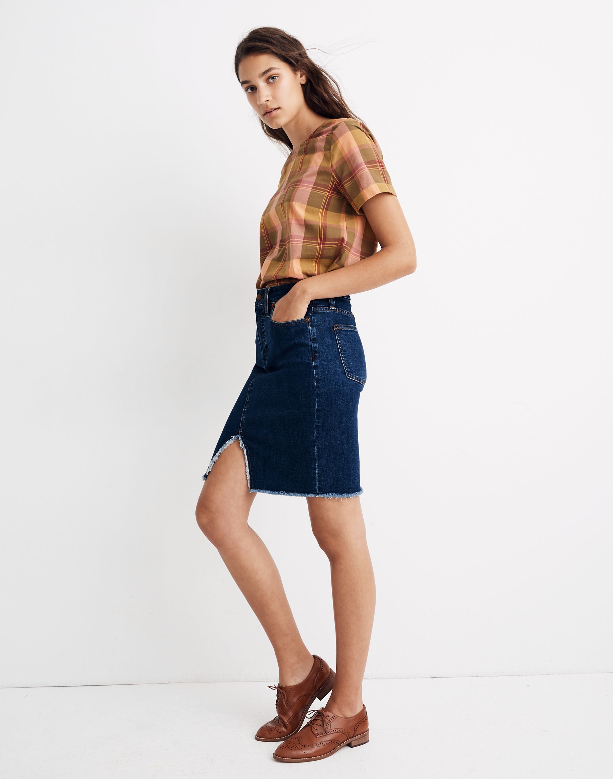 Stretch Denim Pegged Skirt Bellhaven Wash: Cutout Edition | Madewell