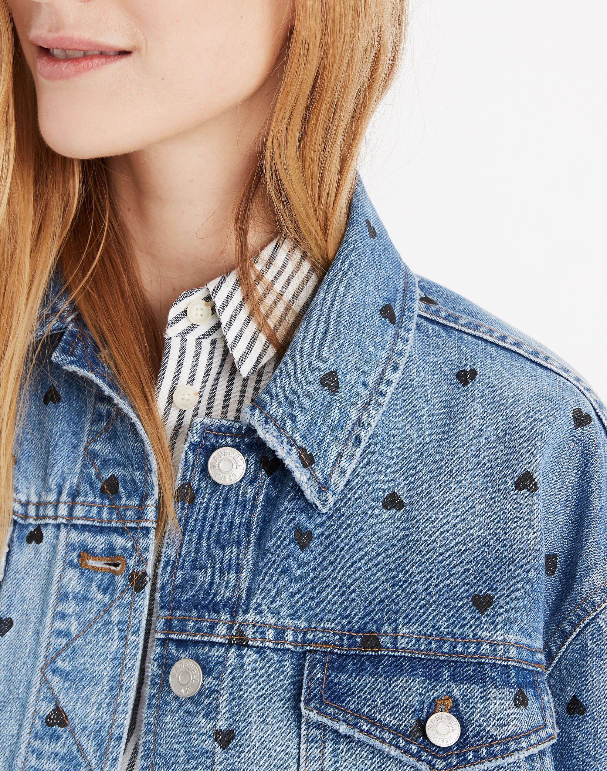 The Boxy-Crop Jean Jacket: Heart Print Edition