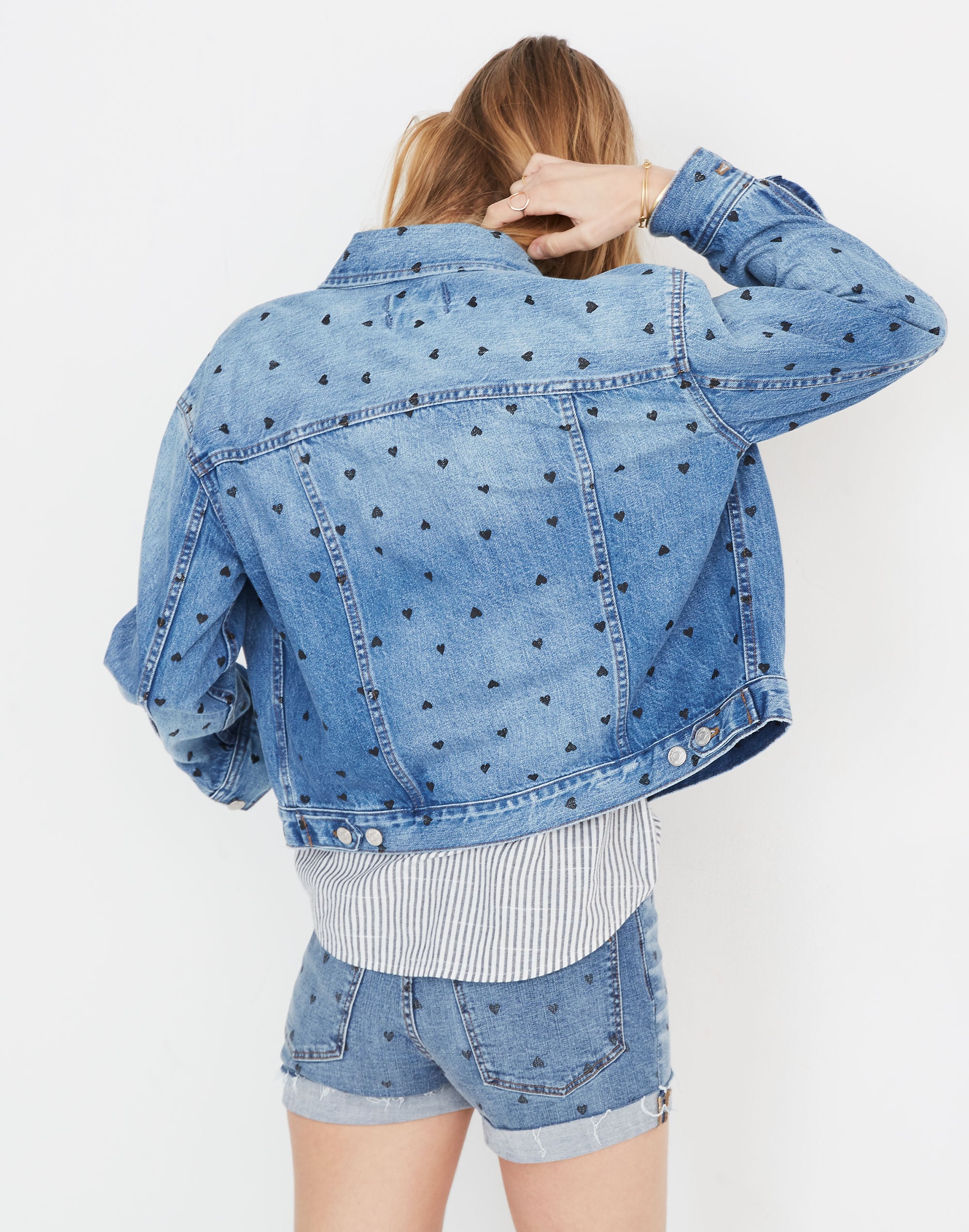 The Boxy-Crop Jean Jacket: Heart Print Edition