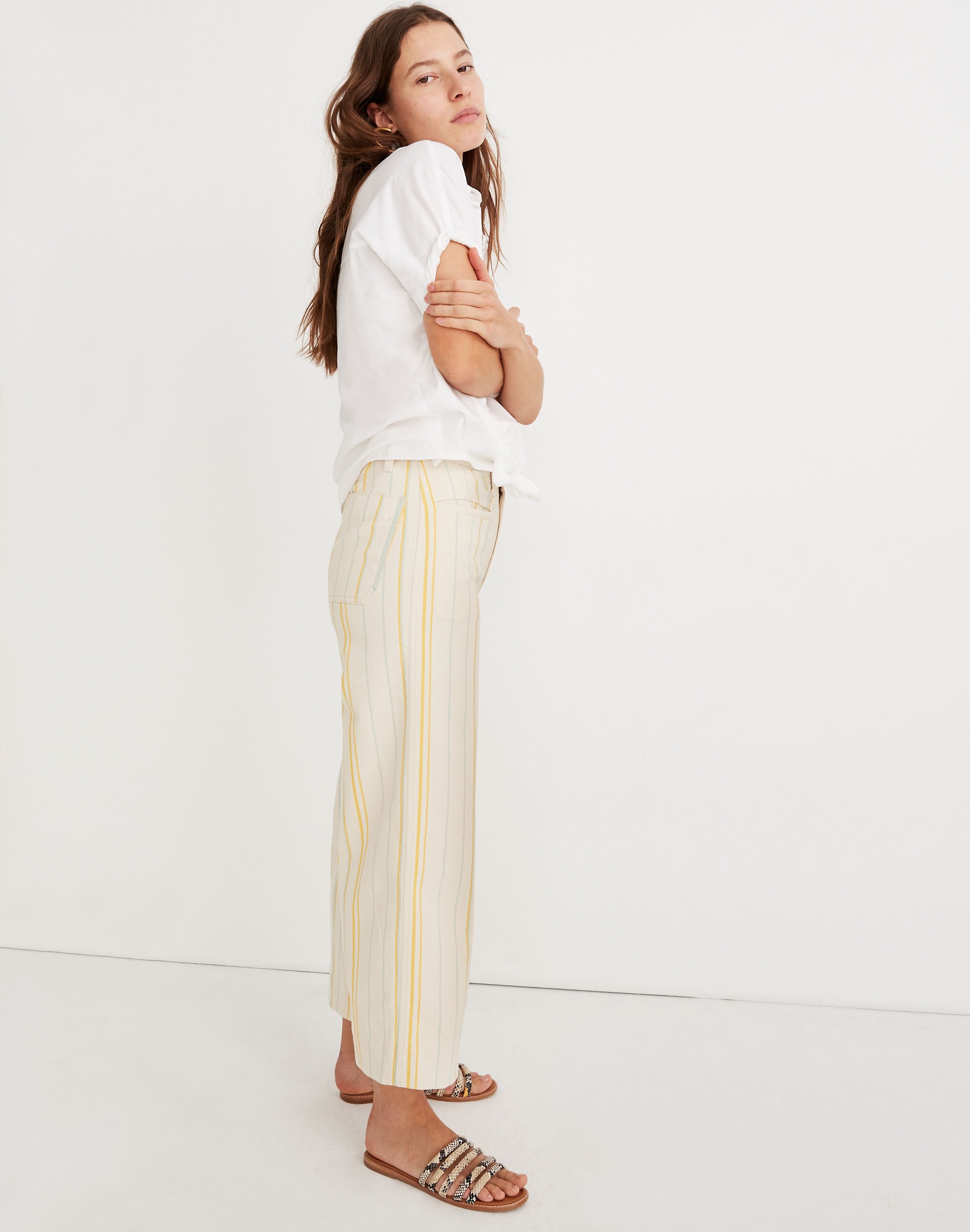 Emmett Wide-Leg Crop Pants Stripe | Madewell