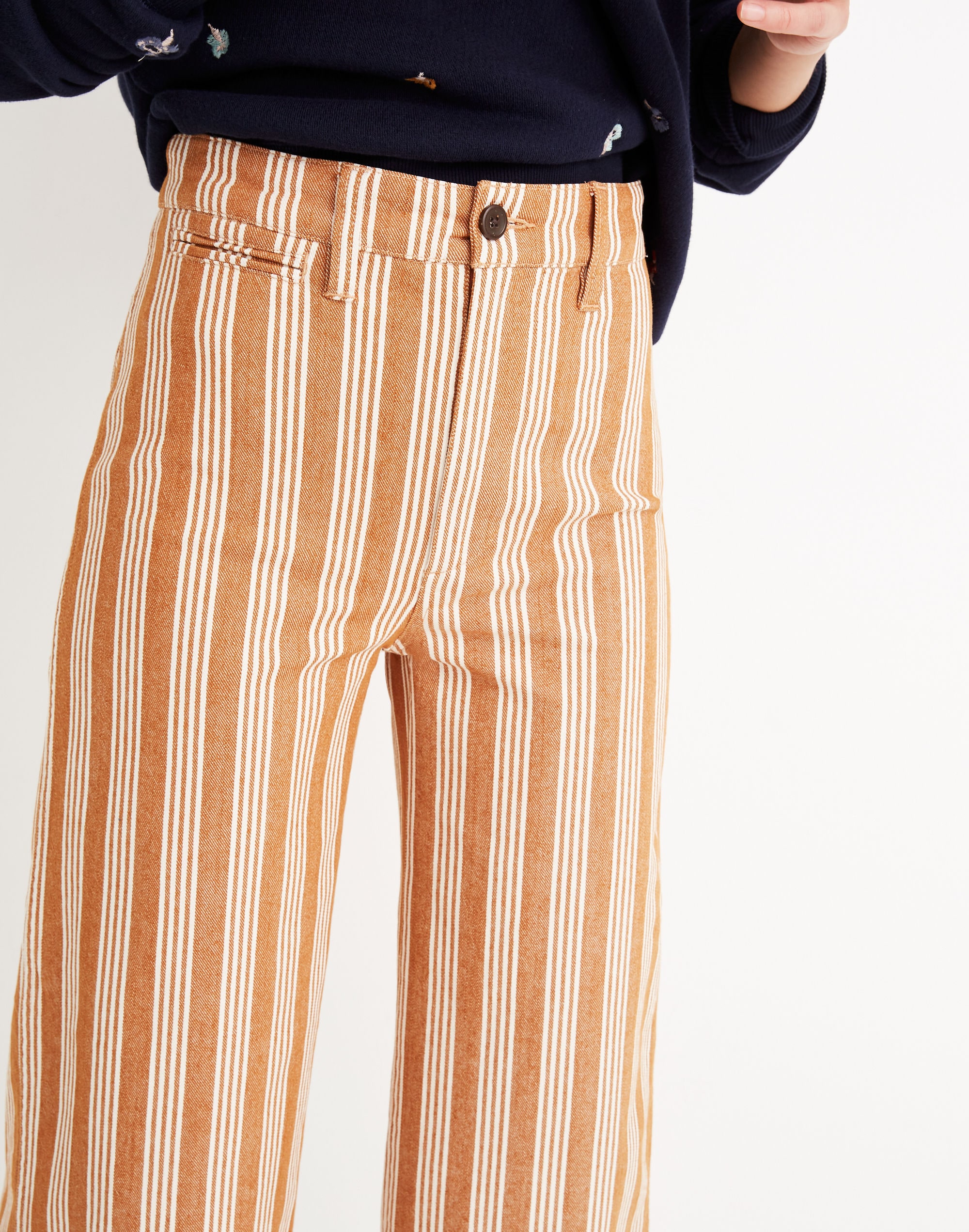 Tall Emmett Wide-Leg Crop Pants in Stripe | Madewell