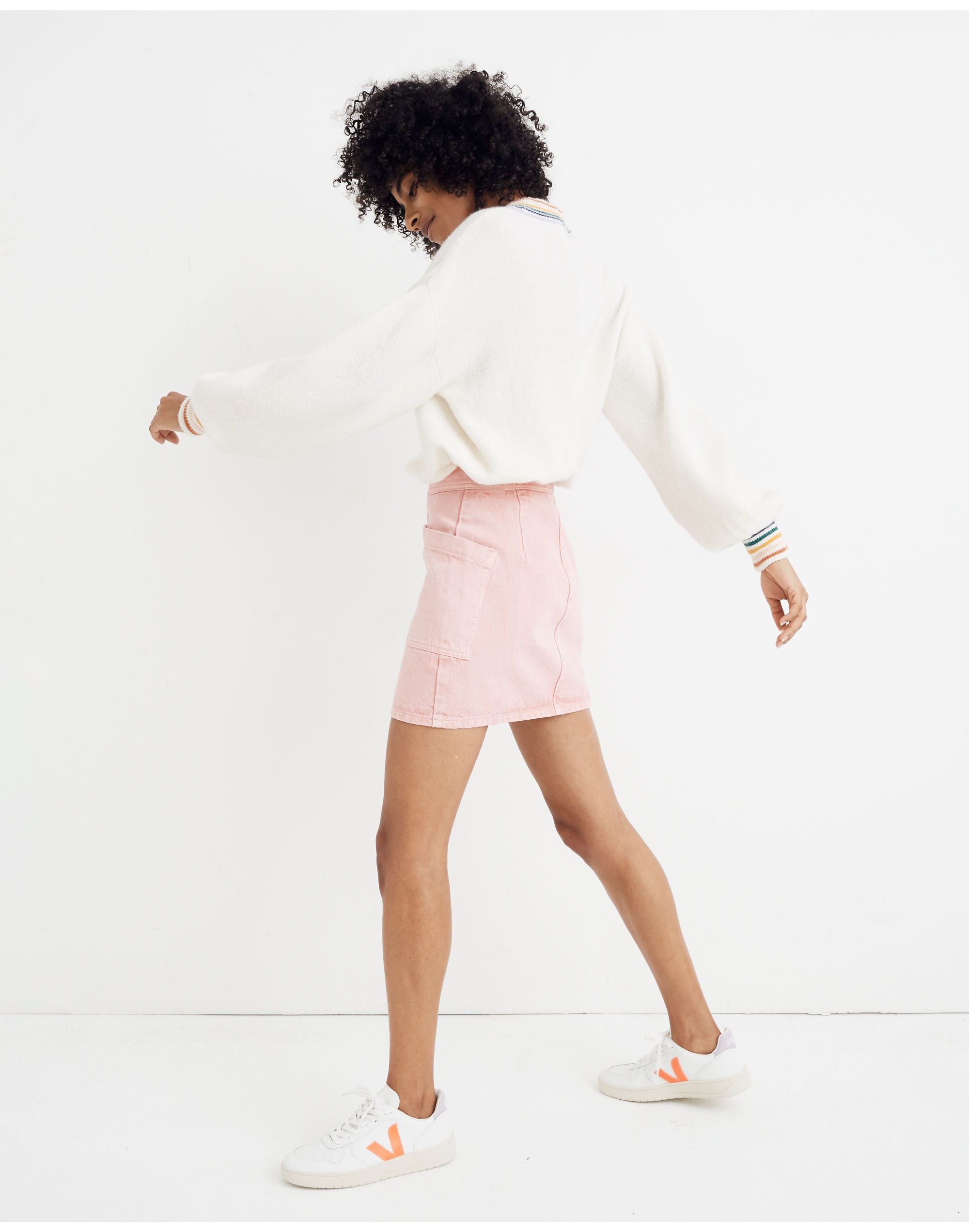 Rigid Denim High-Waist Straight Mini Skirt: Garment-Dyed Patch Pocket Edition | Madewell