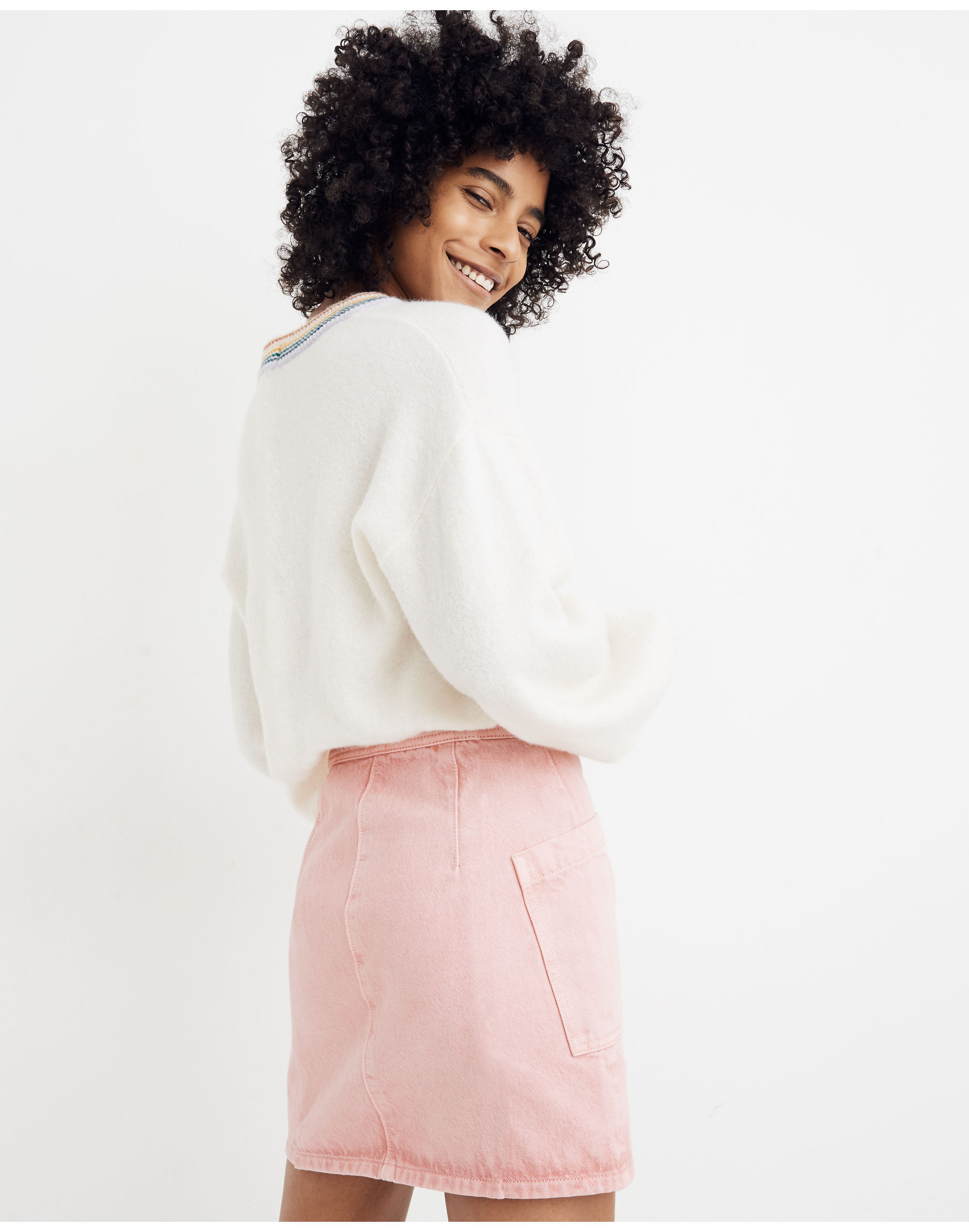 Rigid Denim High-Waist Straight Mini Skirt: Garment-Dyed Patch Pocket Edition | Madewell