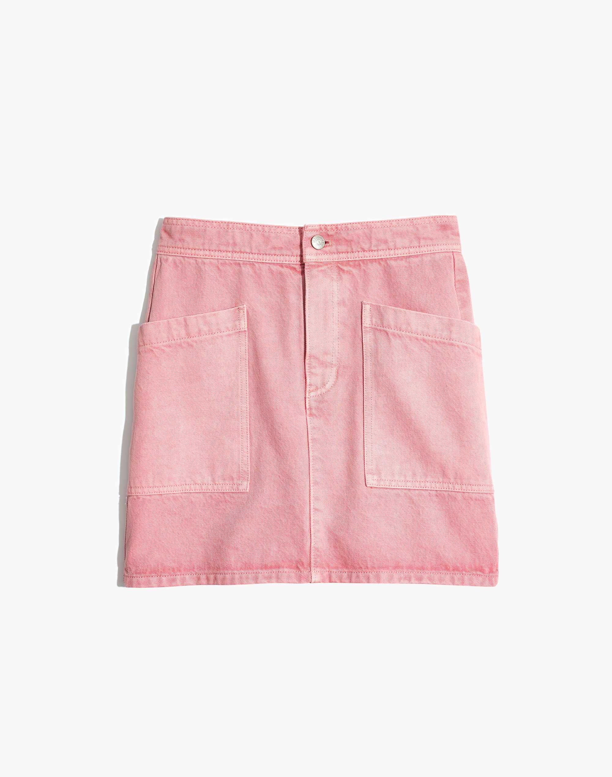 Rigid Denim High-Waist Straight Mini Skirt: Garment-Dyed Patch Pocket Edition | Madewell