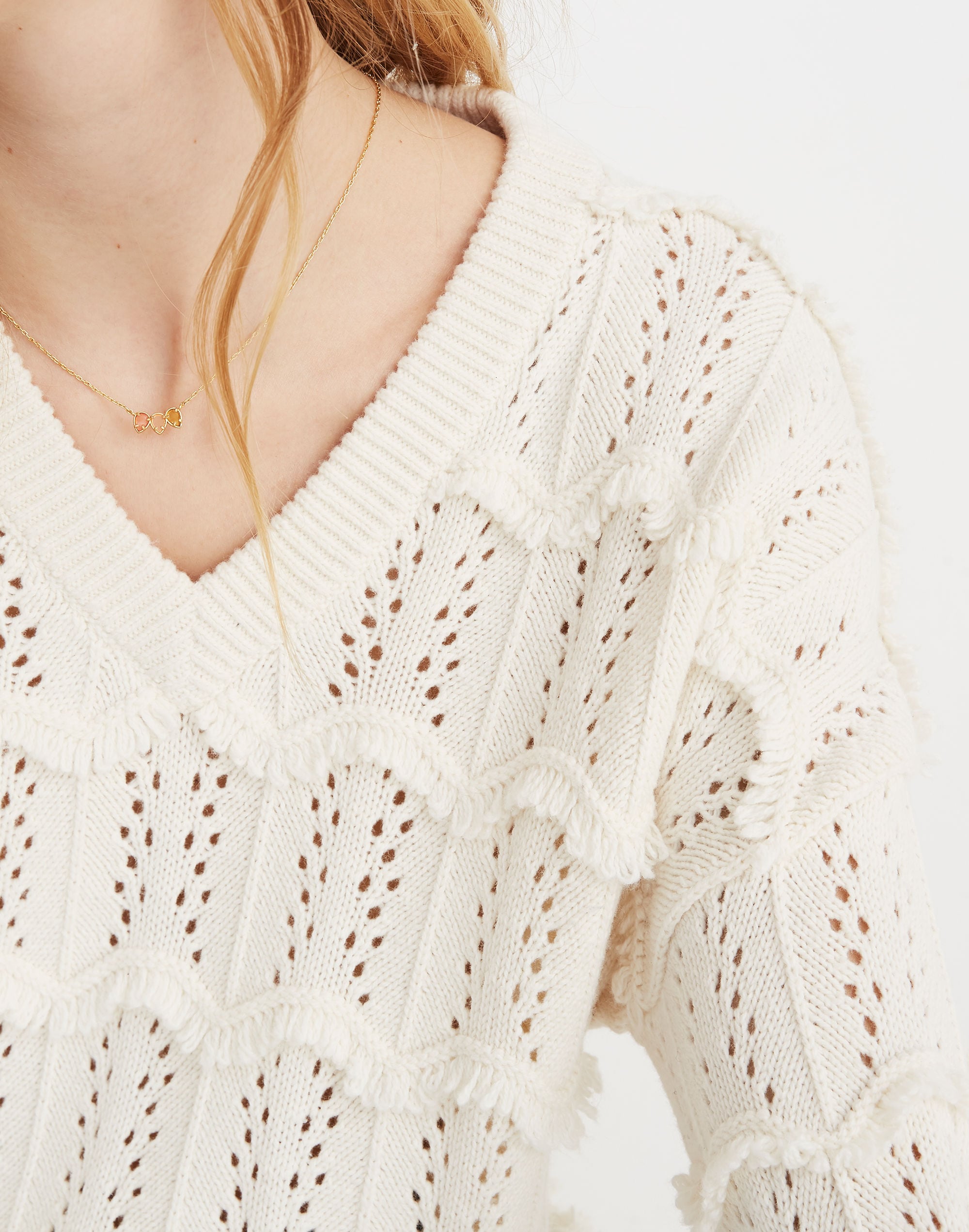 V-Neck Fringe Pullover Sweater | Madewell