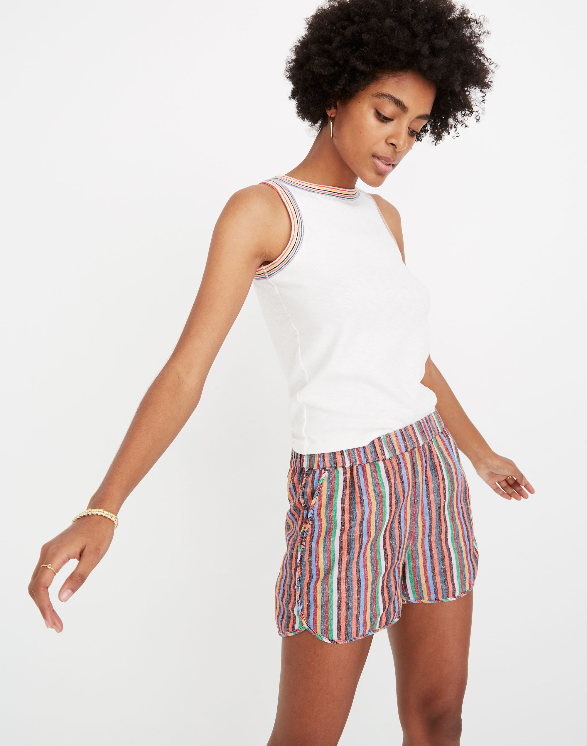 Pull-On Shorts in Rainbow Stripe | Madewell