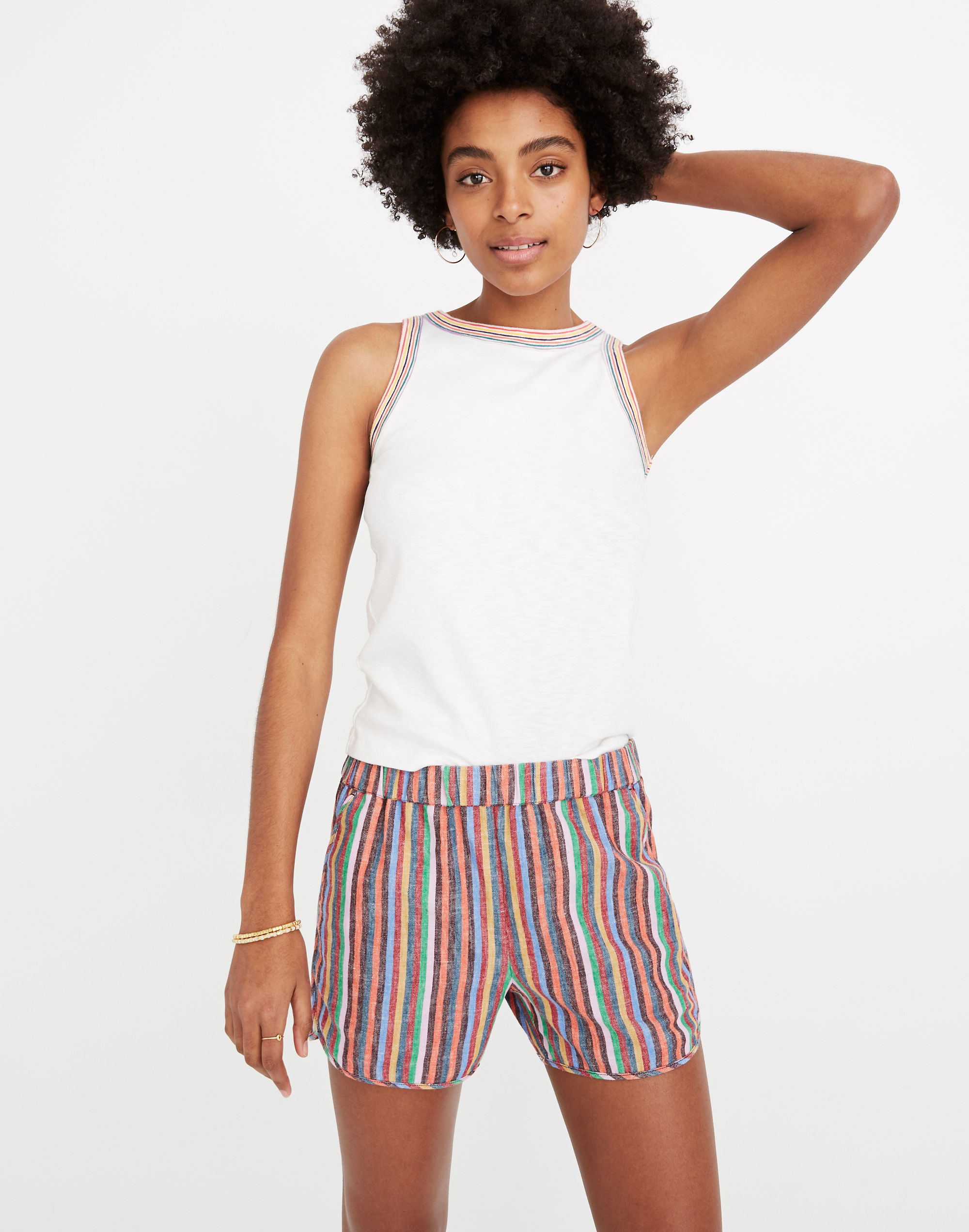 Madewell rainbow store stripe shorts