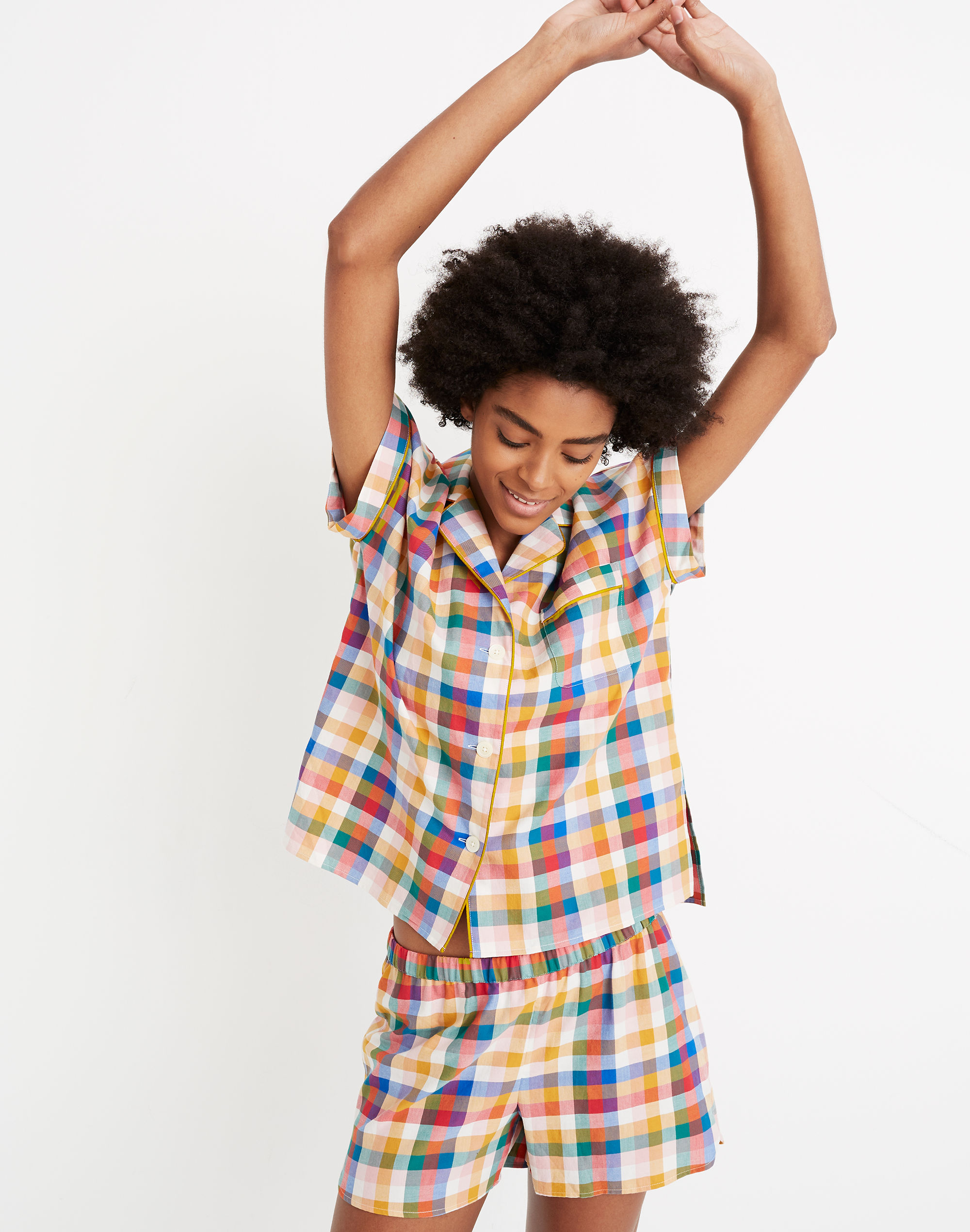 Bedtime Pajama Top Rainbow Plaid | Madewell