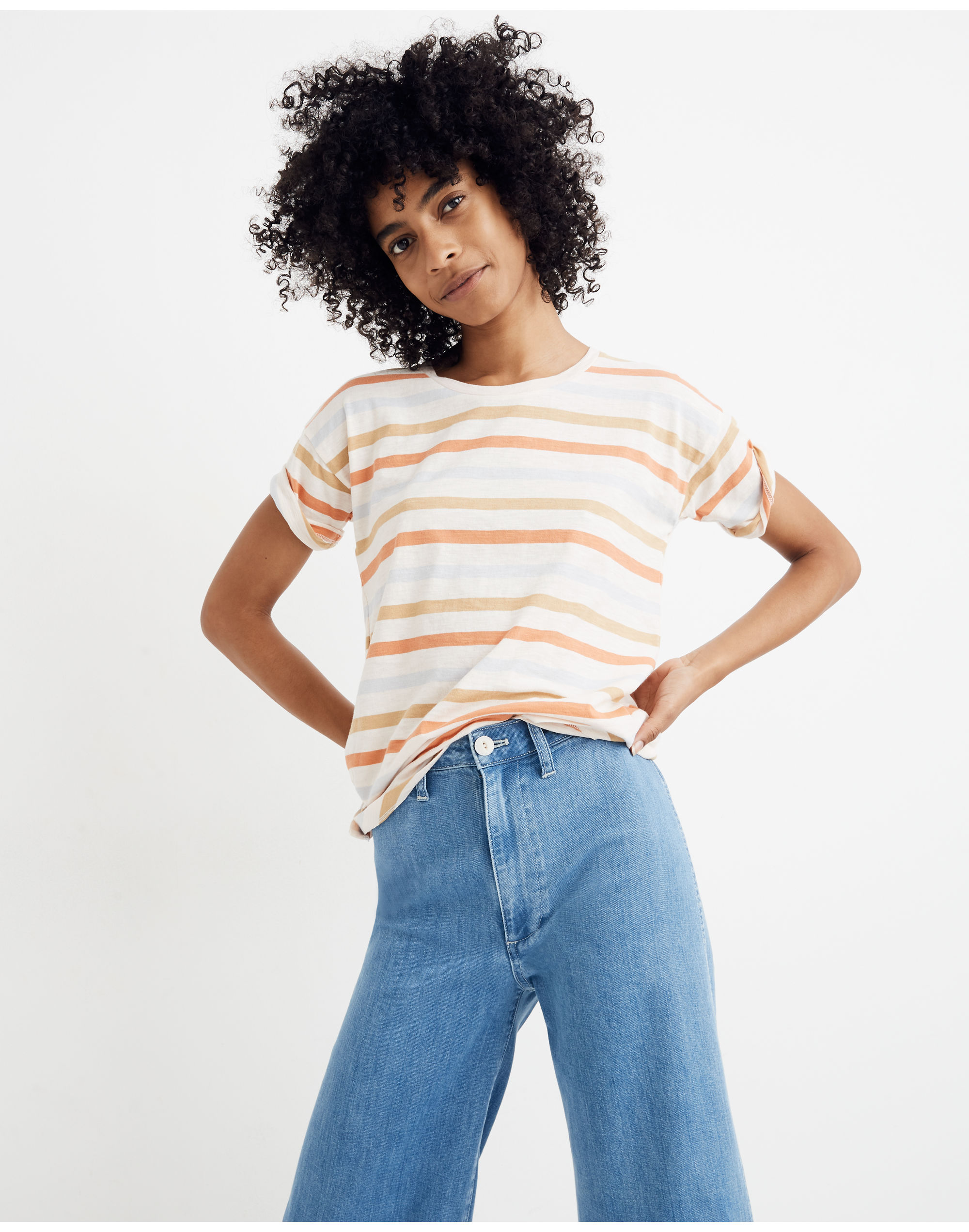 Whisper Cotton Crewneck Tee Birchmont Stripe | Madewell