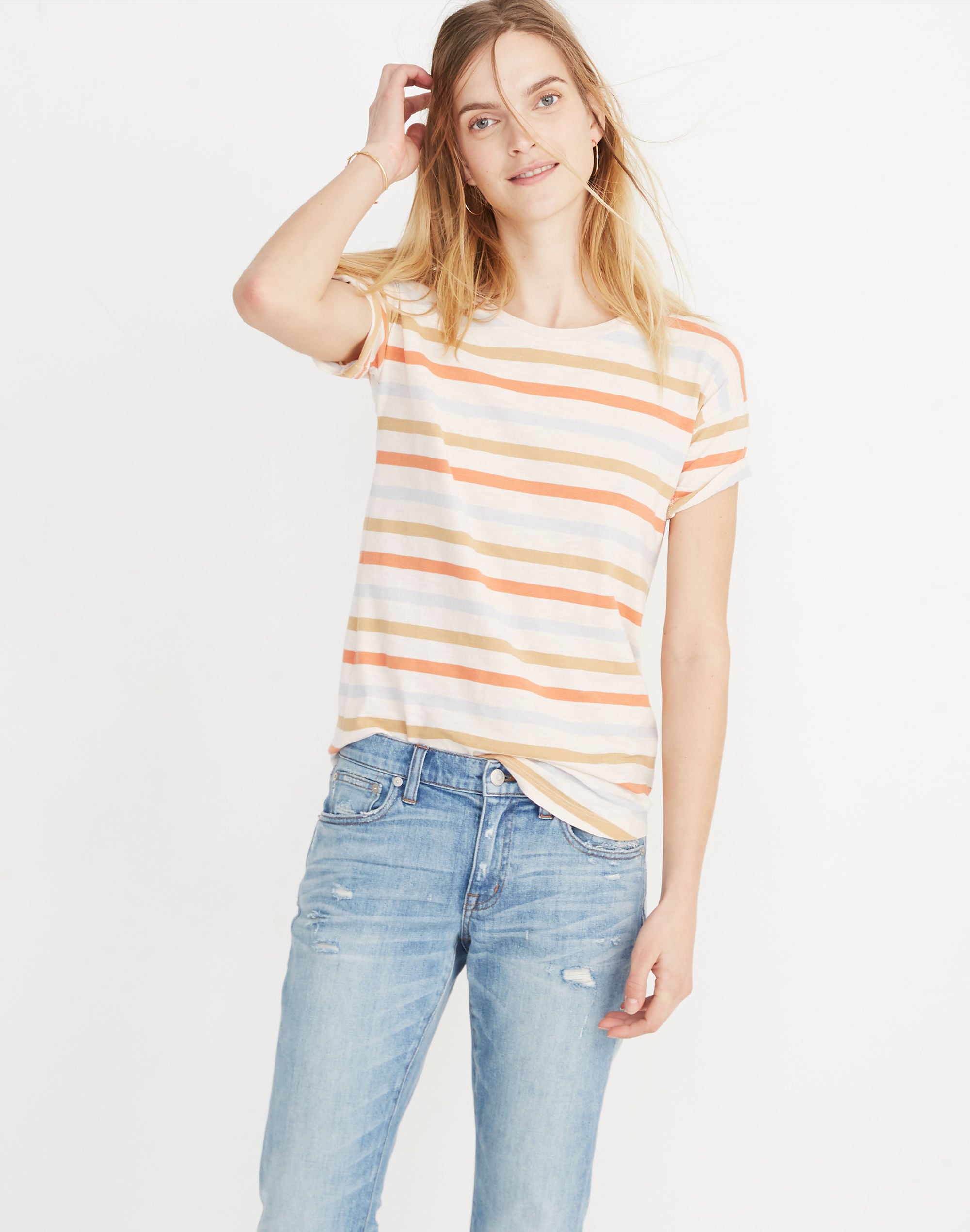 Whisper Cotton Crewneck Tee Birchmont Stripe | Madewell