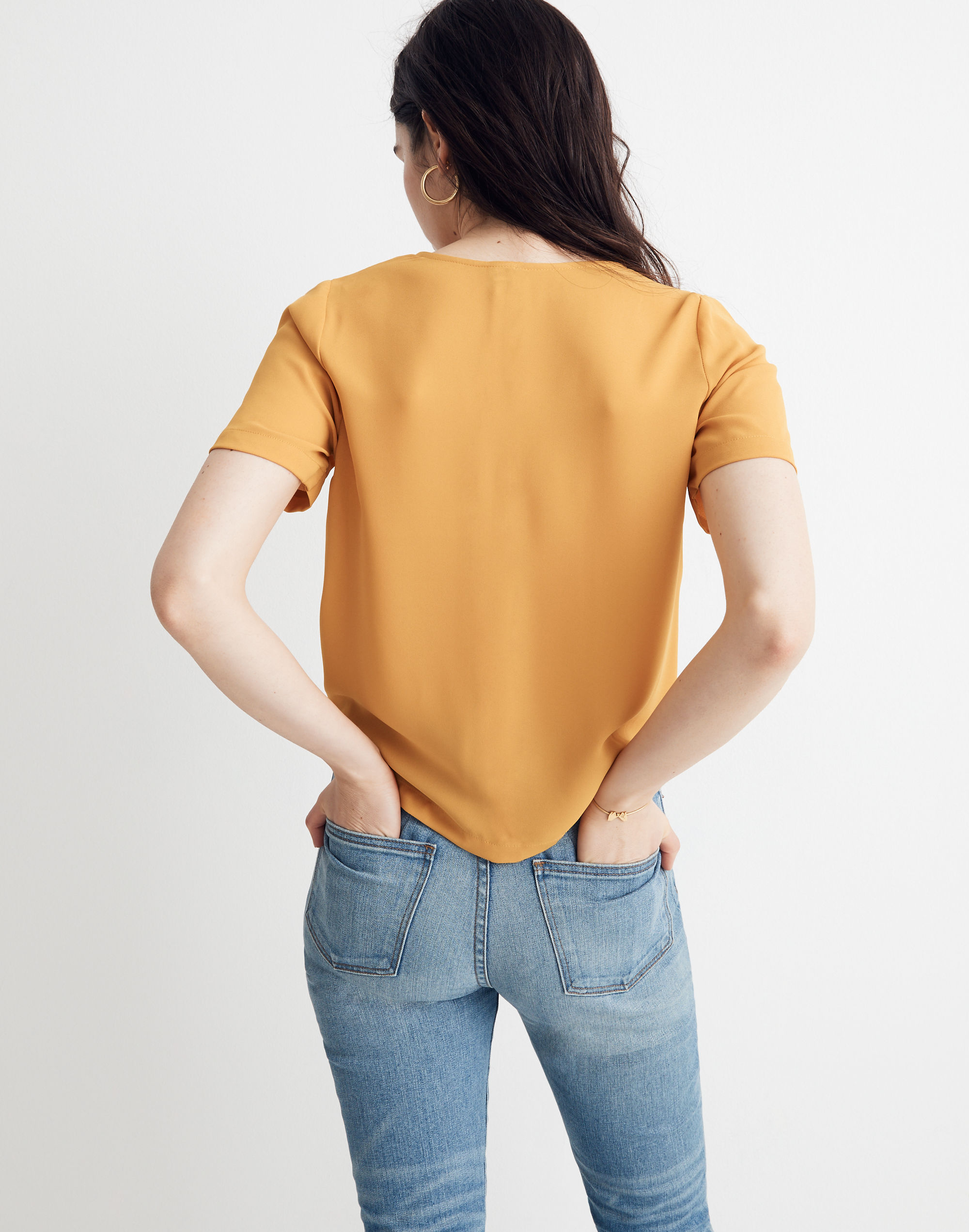 Mustard yellow store tie front top