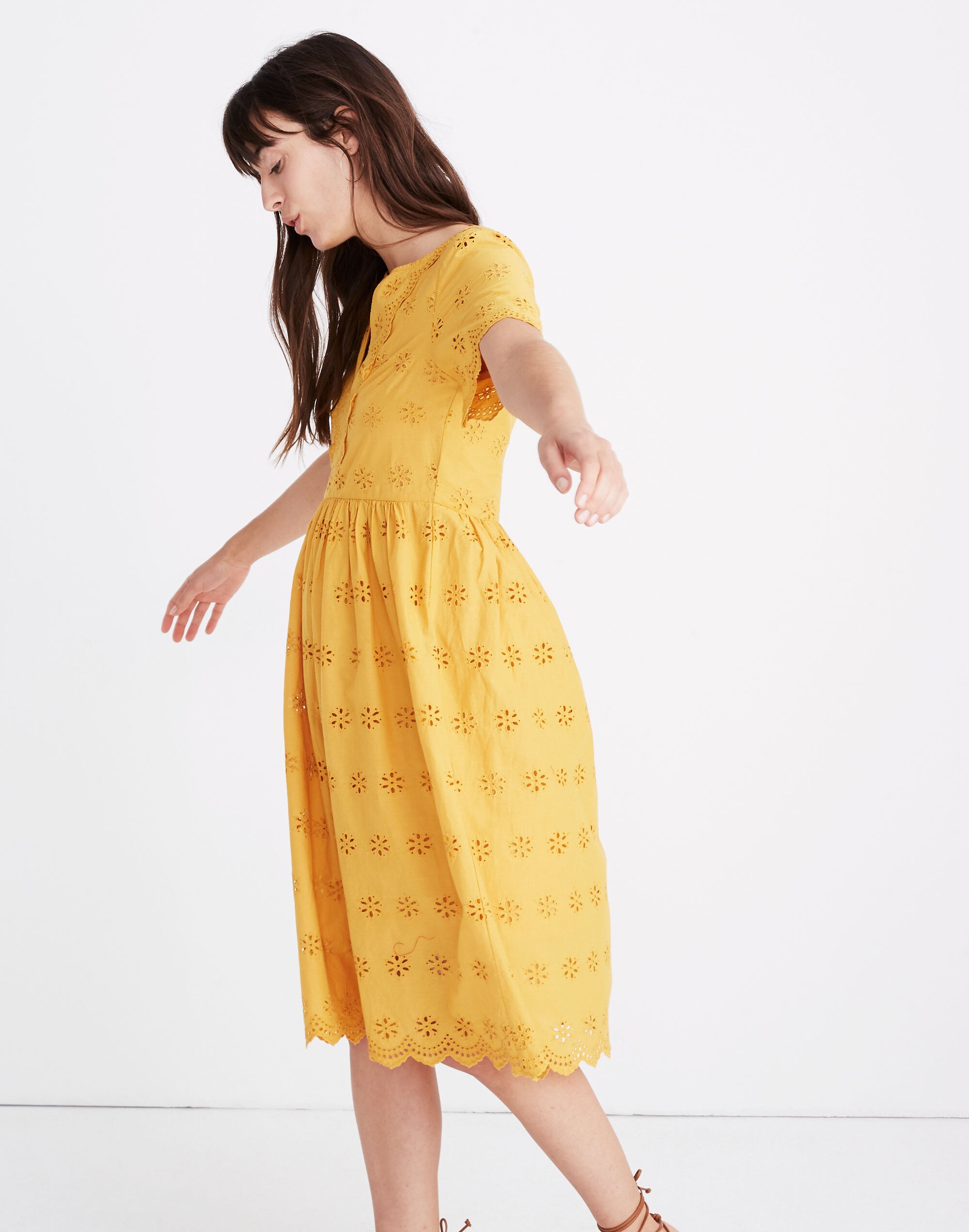 Scalloped Eyelet Midi Dress | Madewell